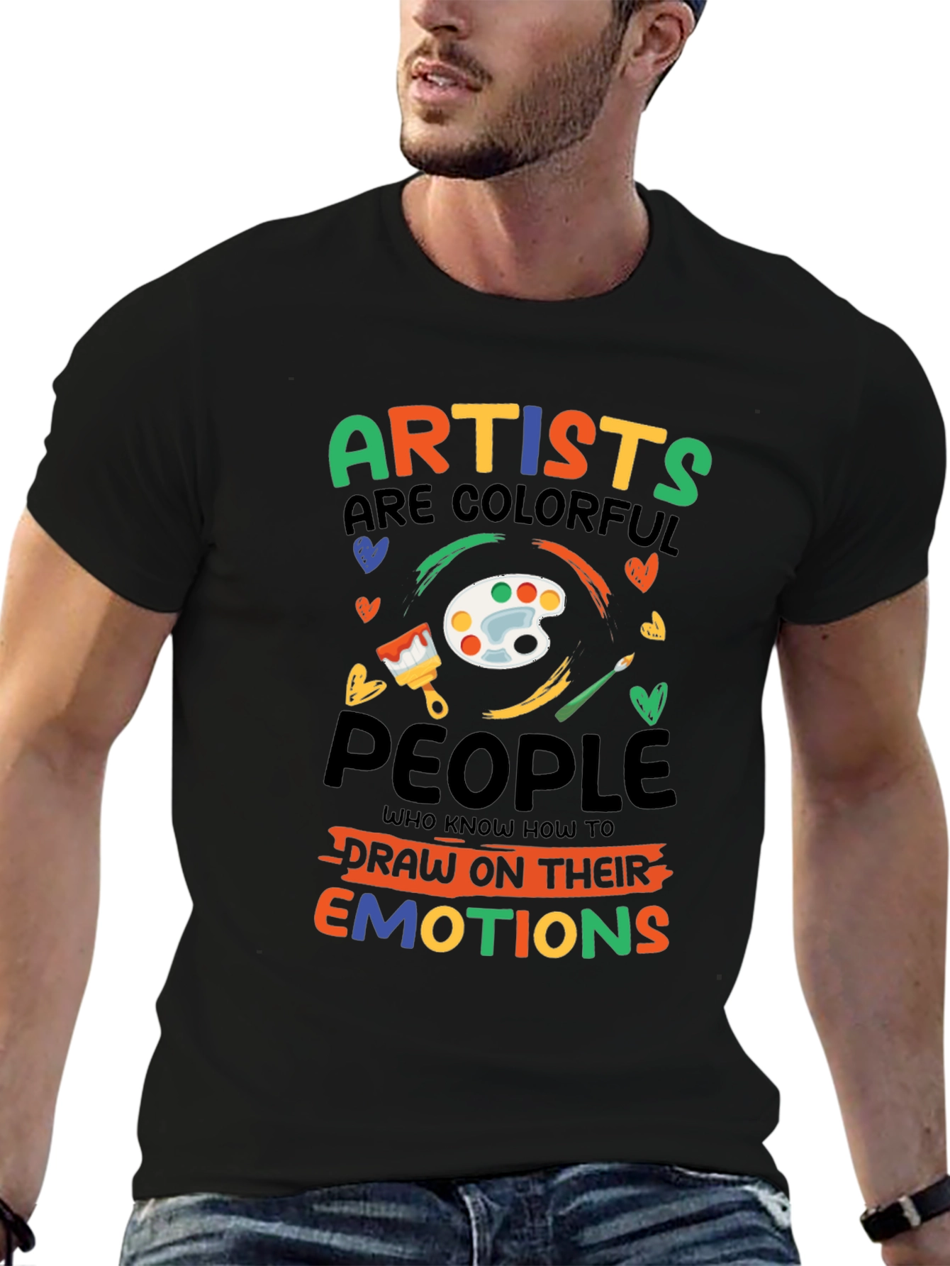 Black Colorful Artist T-Shirt: Draw Your Emotions view 6