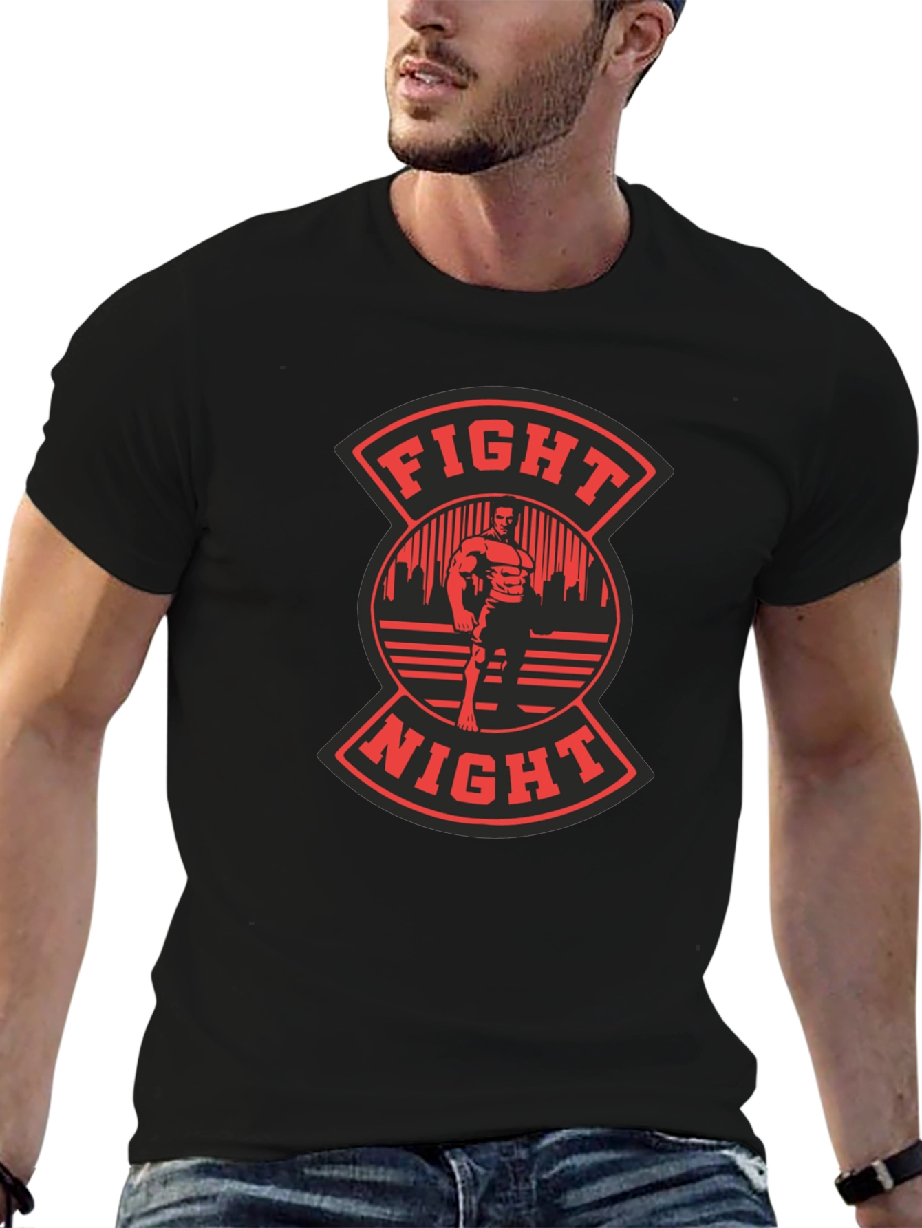 Black Fight Night Graphic T-Shirt - Men's Black Tee view 6