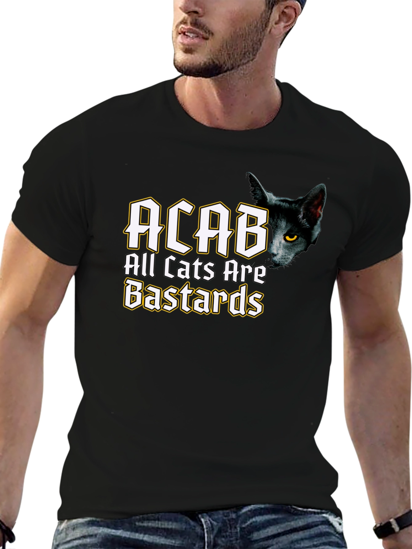 Black ACAB All Cats Are Bastards Black T-Shirt view 6