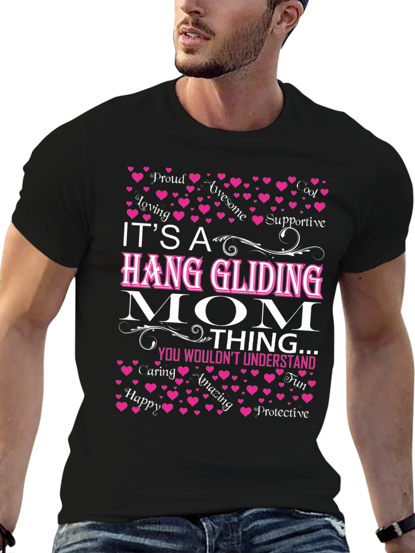 Black Hang Gliding Mom T-Shirt - Awesome Mother's Day Gift view 6