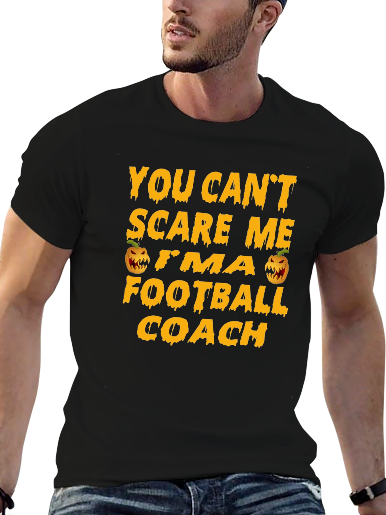 Black Funny Football Coach Halloween T-Shirt view 6