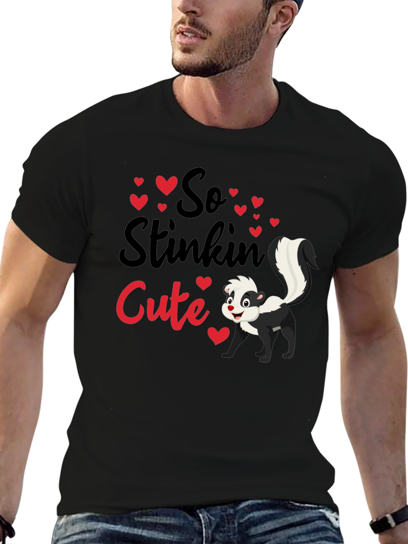 Black So Stinkin' Cute Skunk T-Shirt view 6