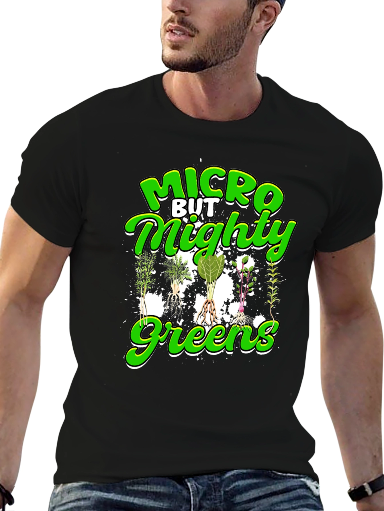 Black Micro But Mighty Greens T-Shirt - Black view 6