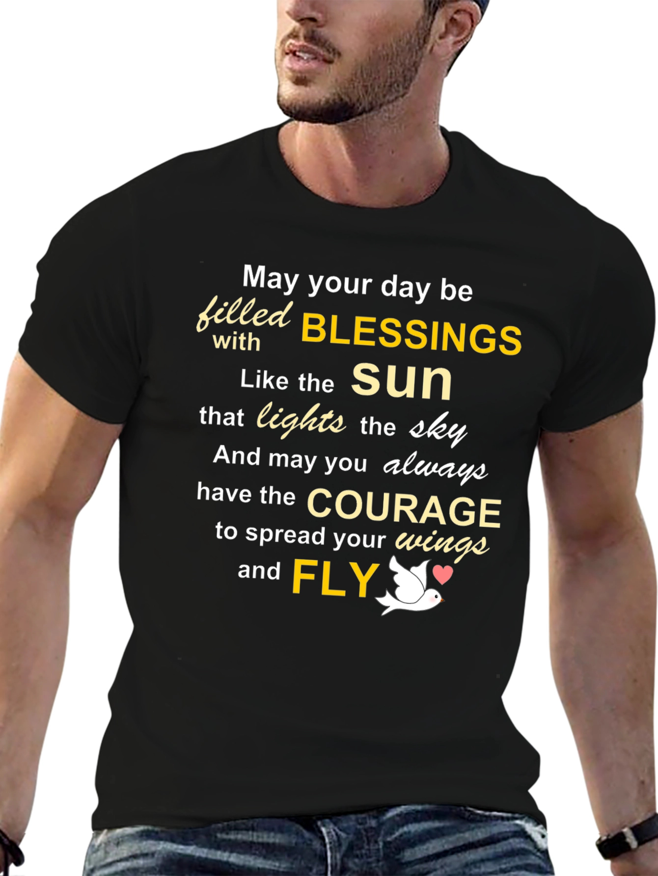 Black Inspirational Blessings Graphic T-Shirt view 6
