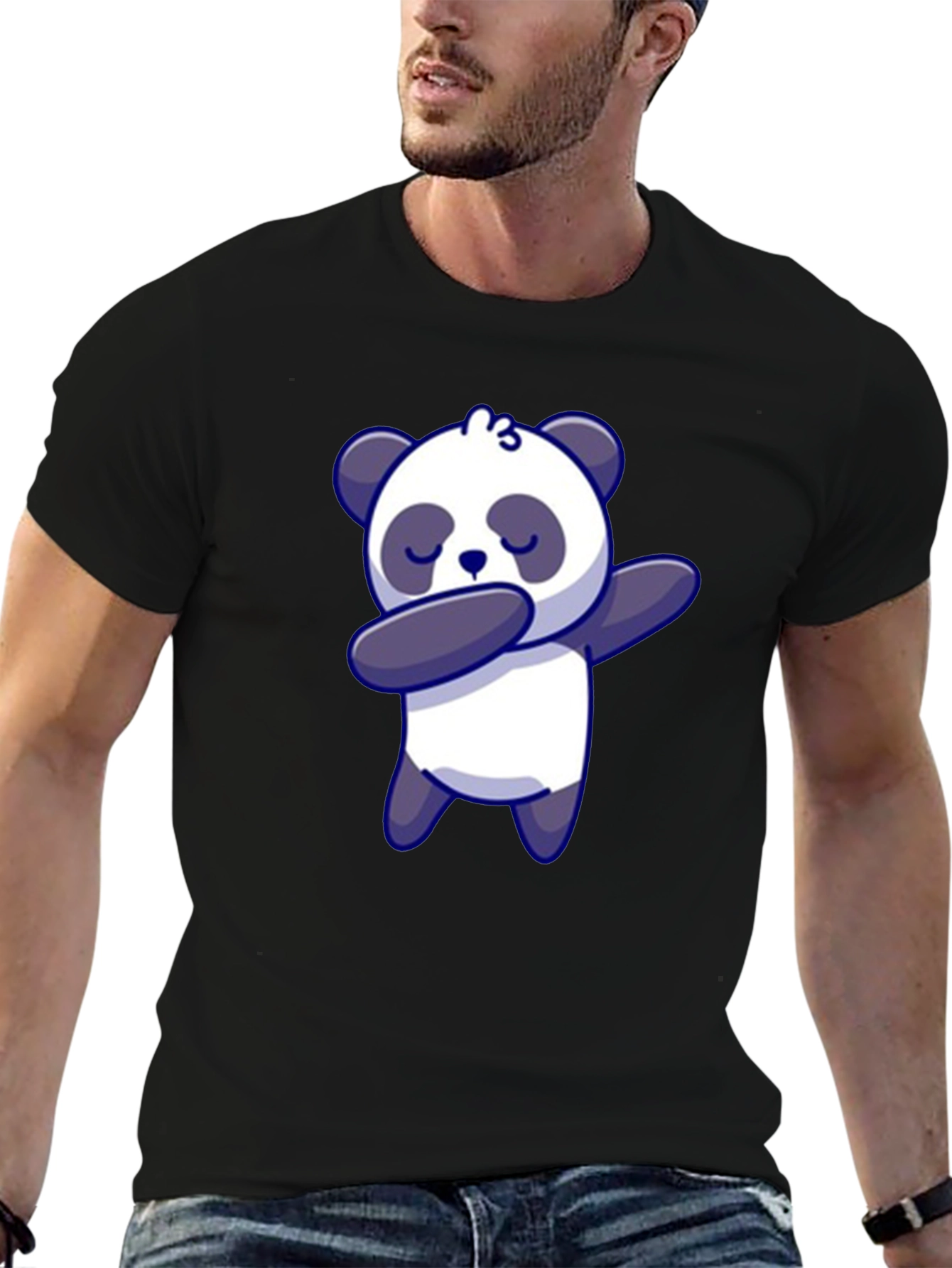 Black Dabbing Panda Bear T-Shirt Black view 6