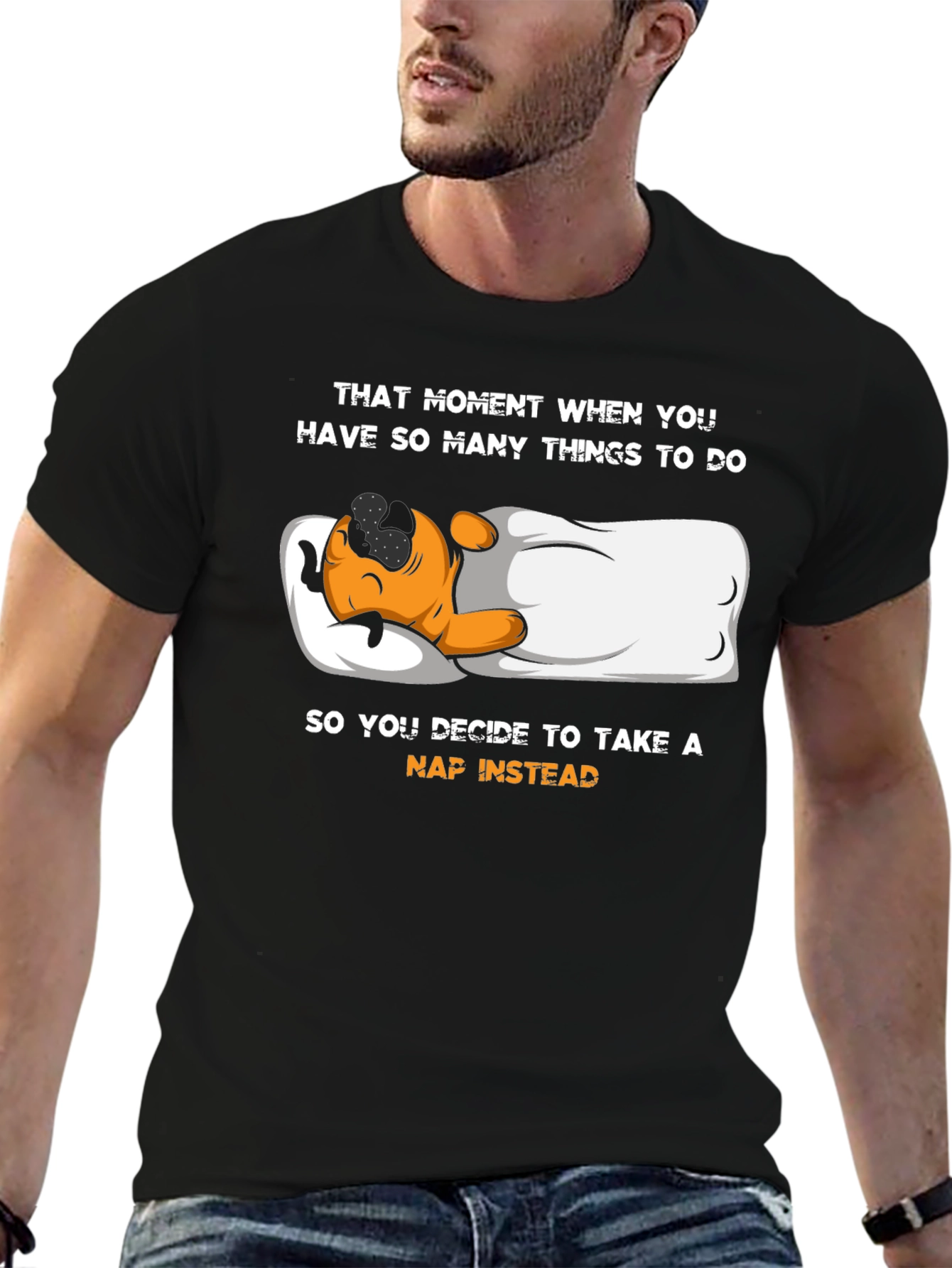 Black Funny Napping T-Shirt - When You Have Too Much To Do view 6