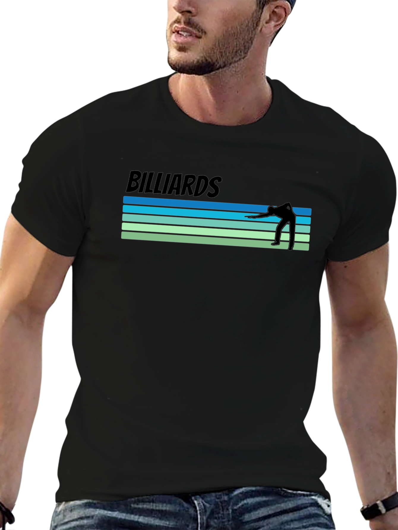 Black Billiards Retro Style Graphic T-Shirt view 6