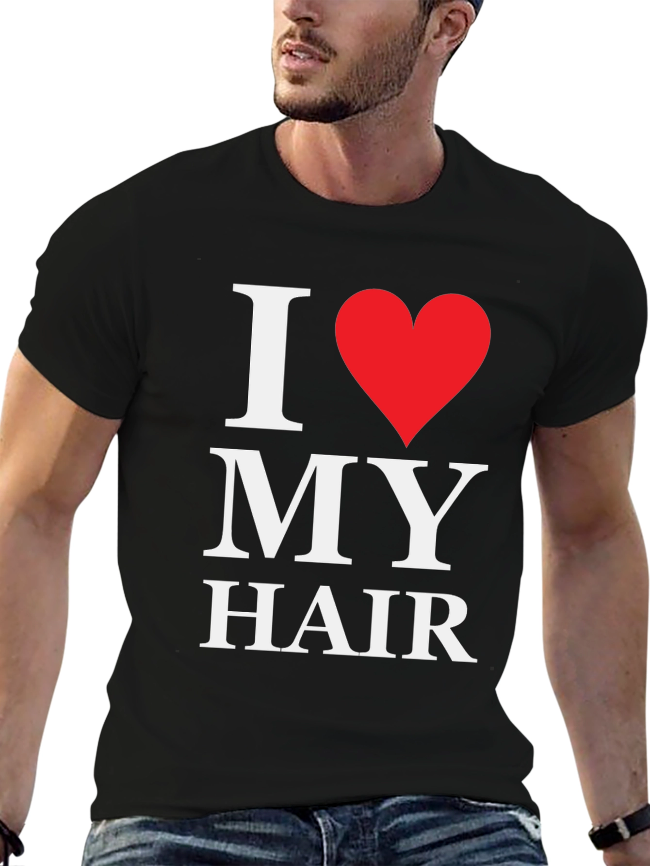 Black I Love My Hair Graphic Tee - Black Cotton T-Shirt view 6