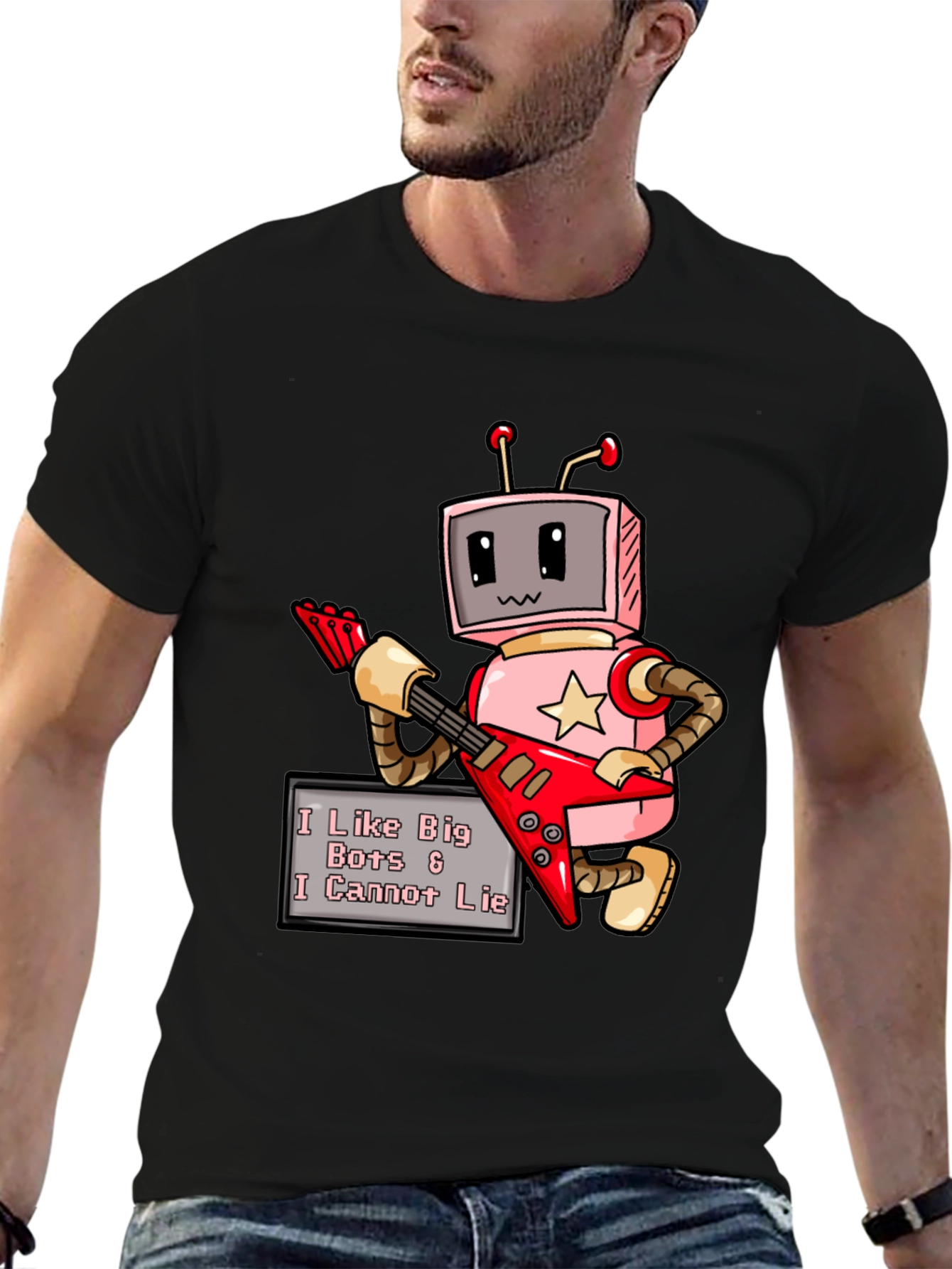 Black I Like Big Bots T-Shirt view 6