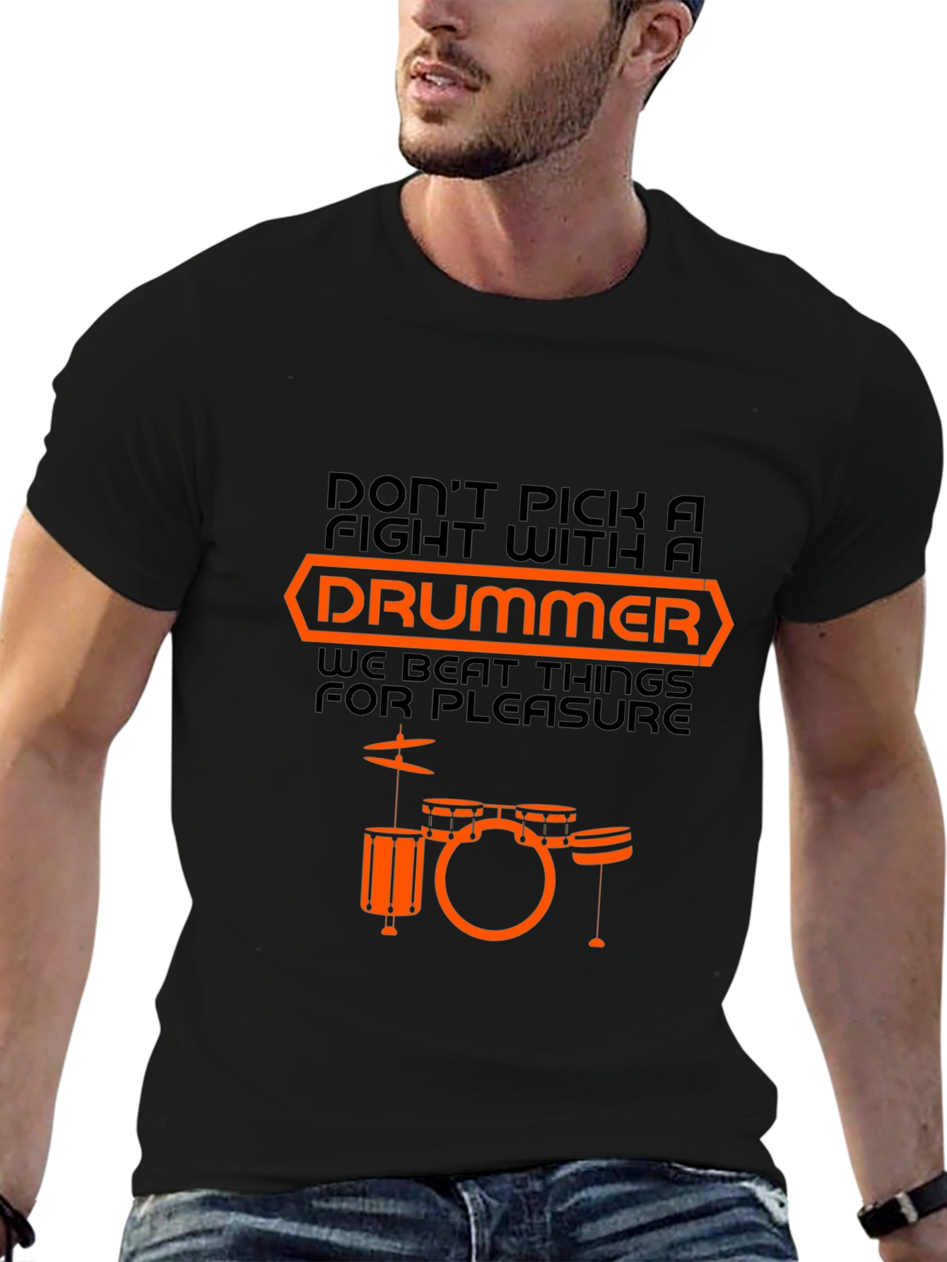 Black Drummer T-Shirt - Funny Music Lover Tee view 6