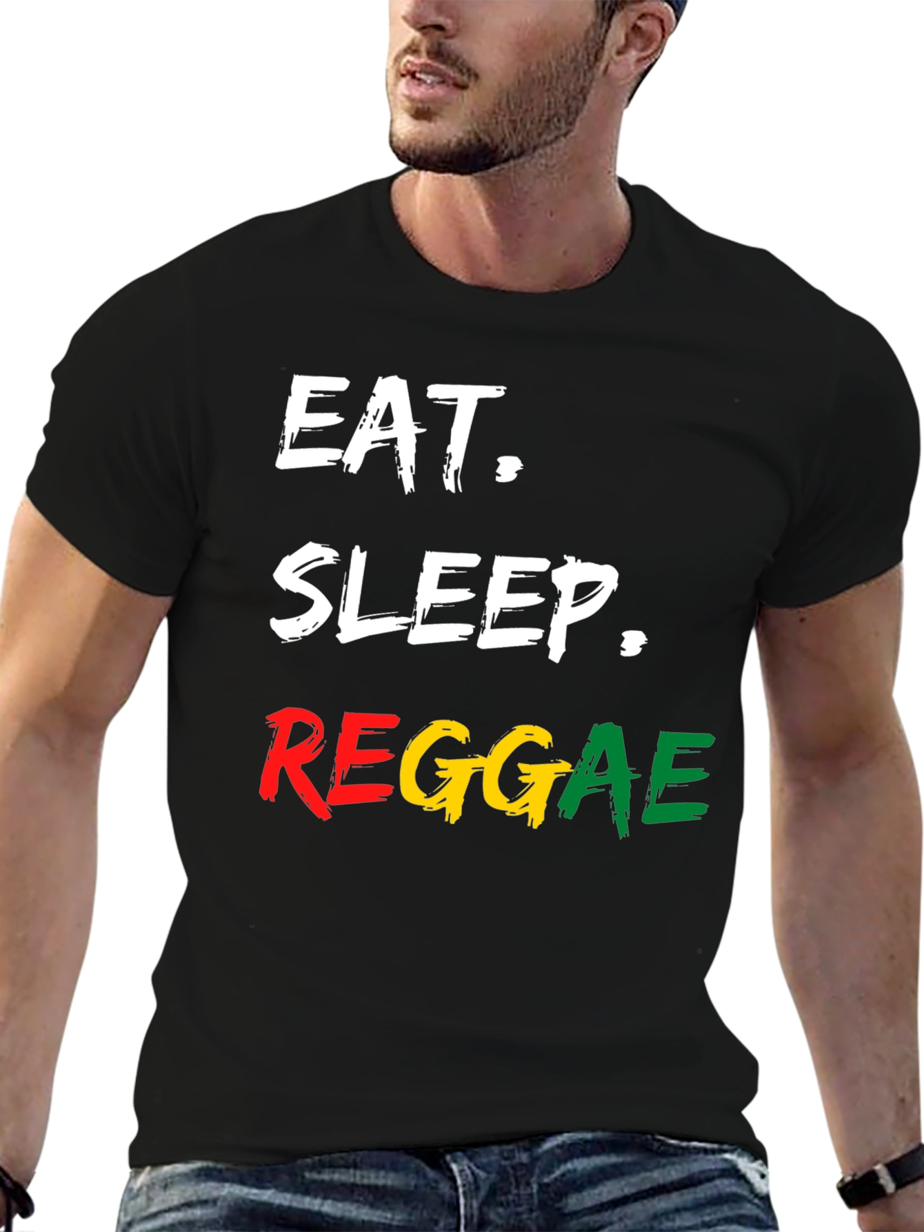 Black Eat Sleep Reggae T-Shirt - Cool Graphic Tee view 6