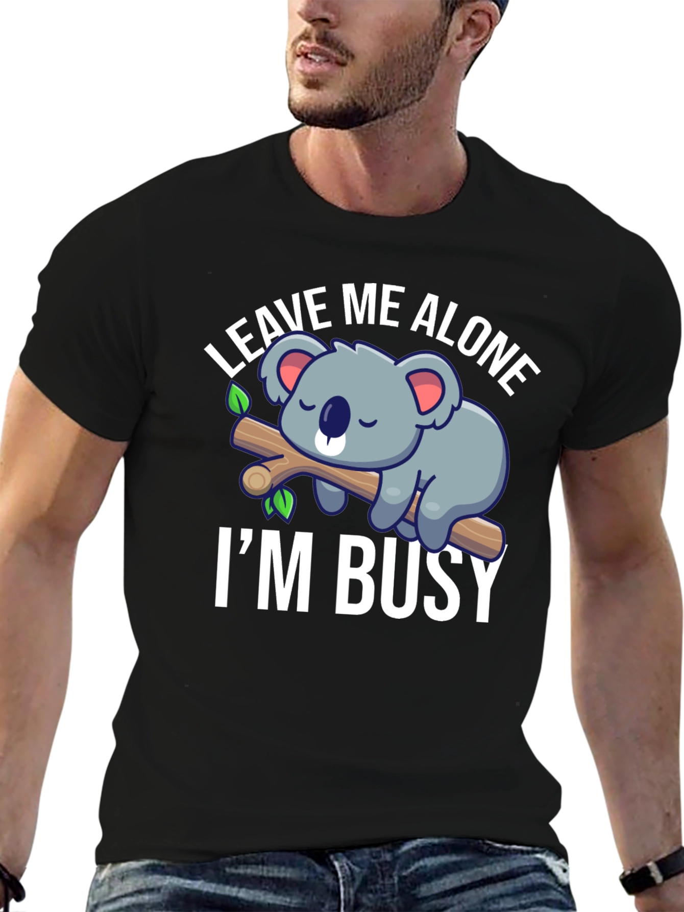 Black Leave Me Alone I'm Busy Koala Graphic T-Shirt view 6