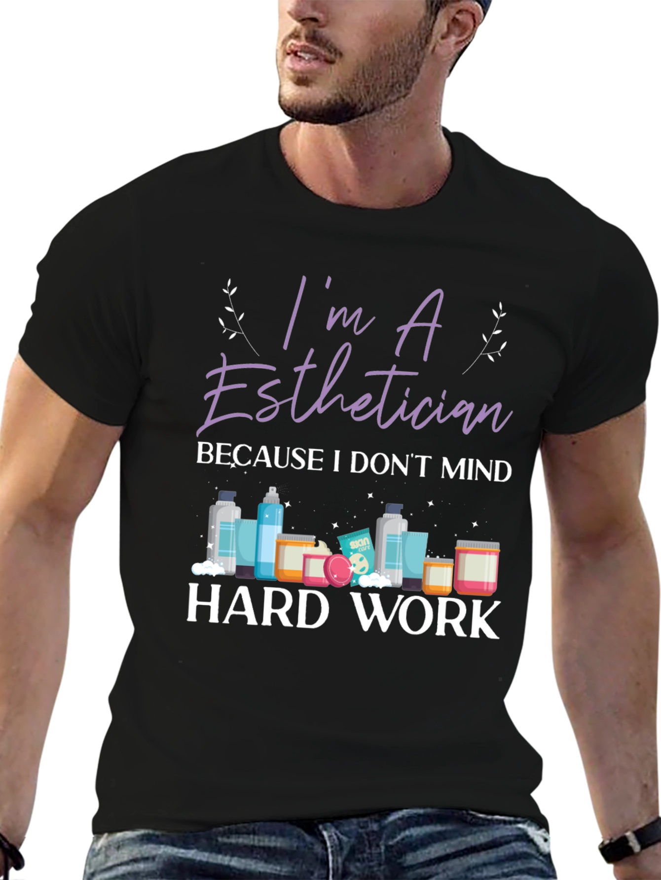 Black Esthetician Hard Work Graphic T-Shirt view 6