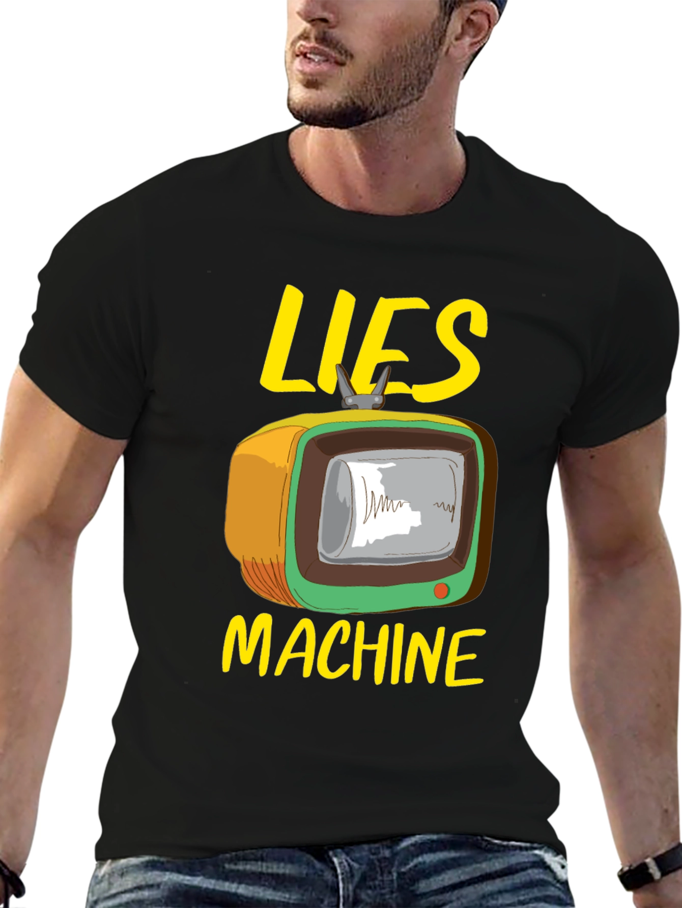 Black Lies Machine Graphic Tee - Retro TV Humor view 6