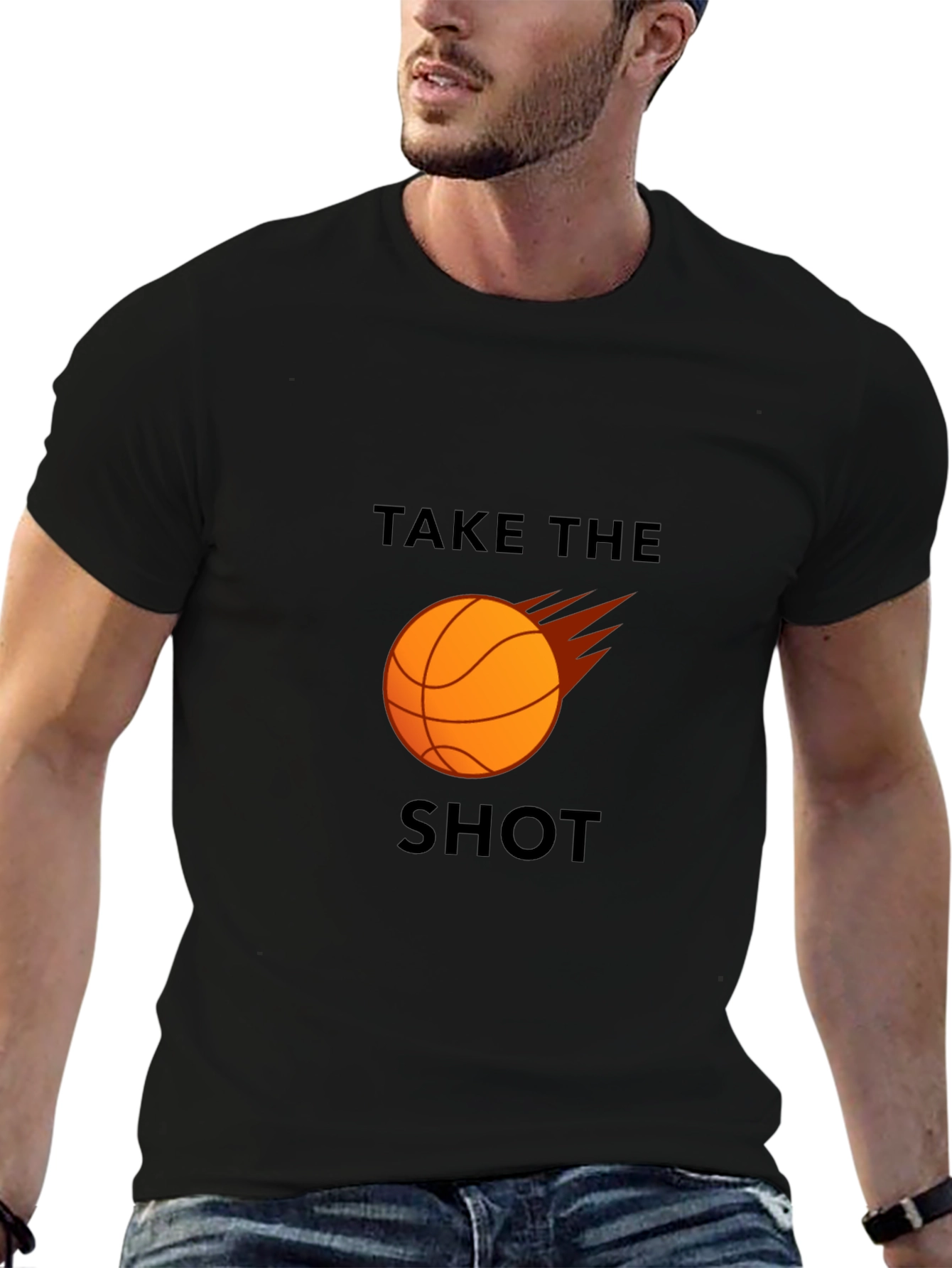 Black Basketball Take The Shot Graphic T-Shirt view 6