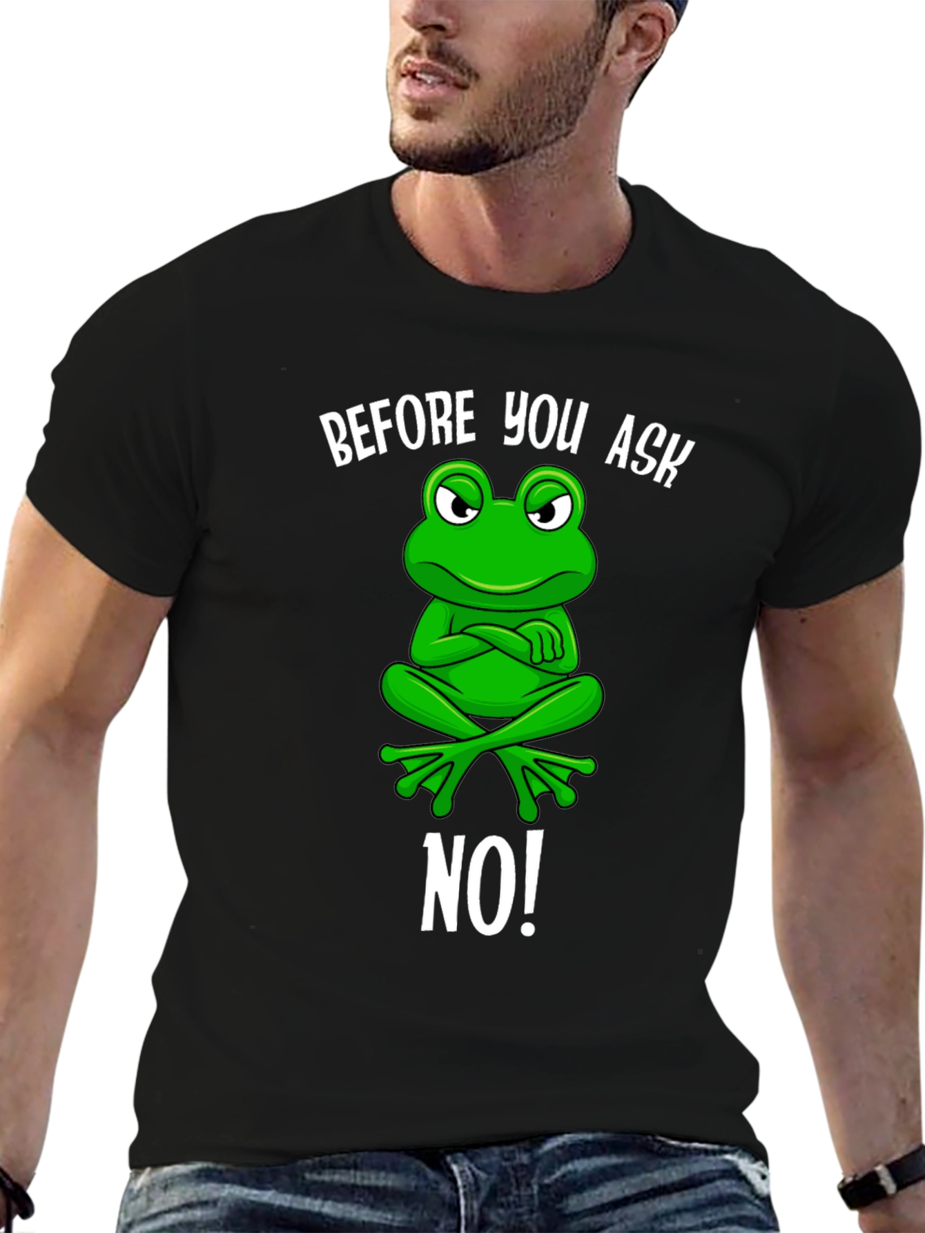 Black Funny Frog T-Shirt - Before You Ask, No! view 6
