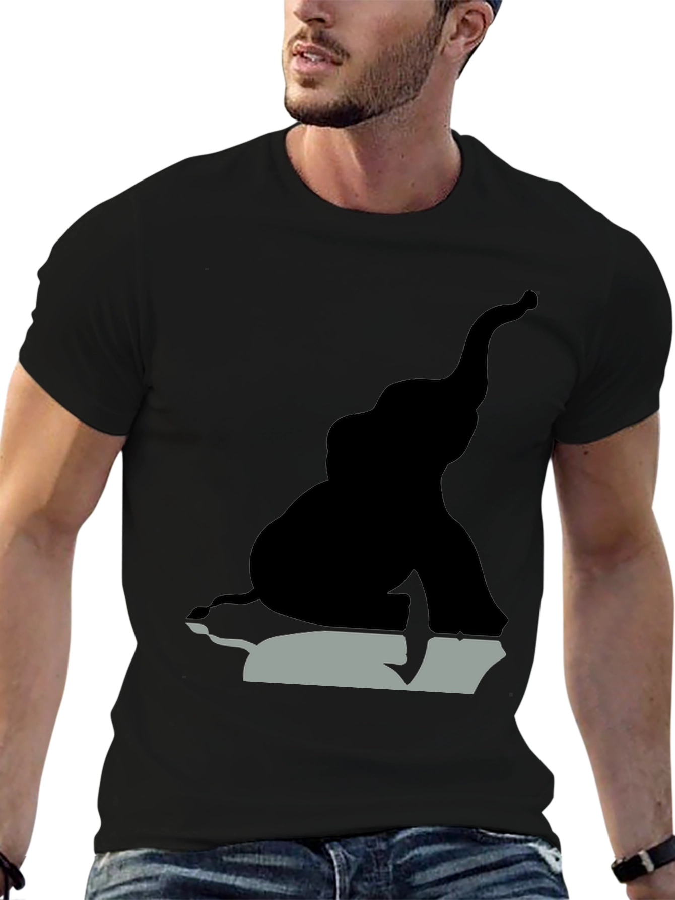 Black Elephant Silhouette Graphic Tee - Black view 6