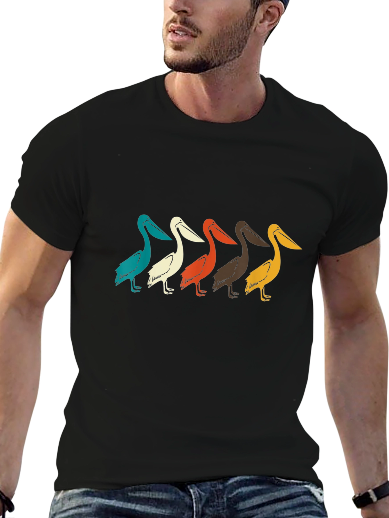 Black Retro Pelican T-Shirt view 6