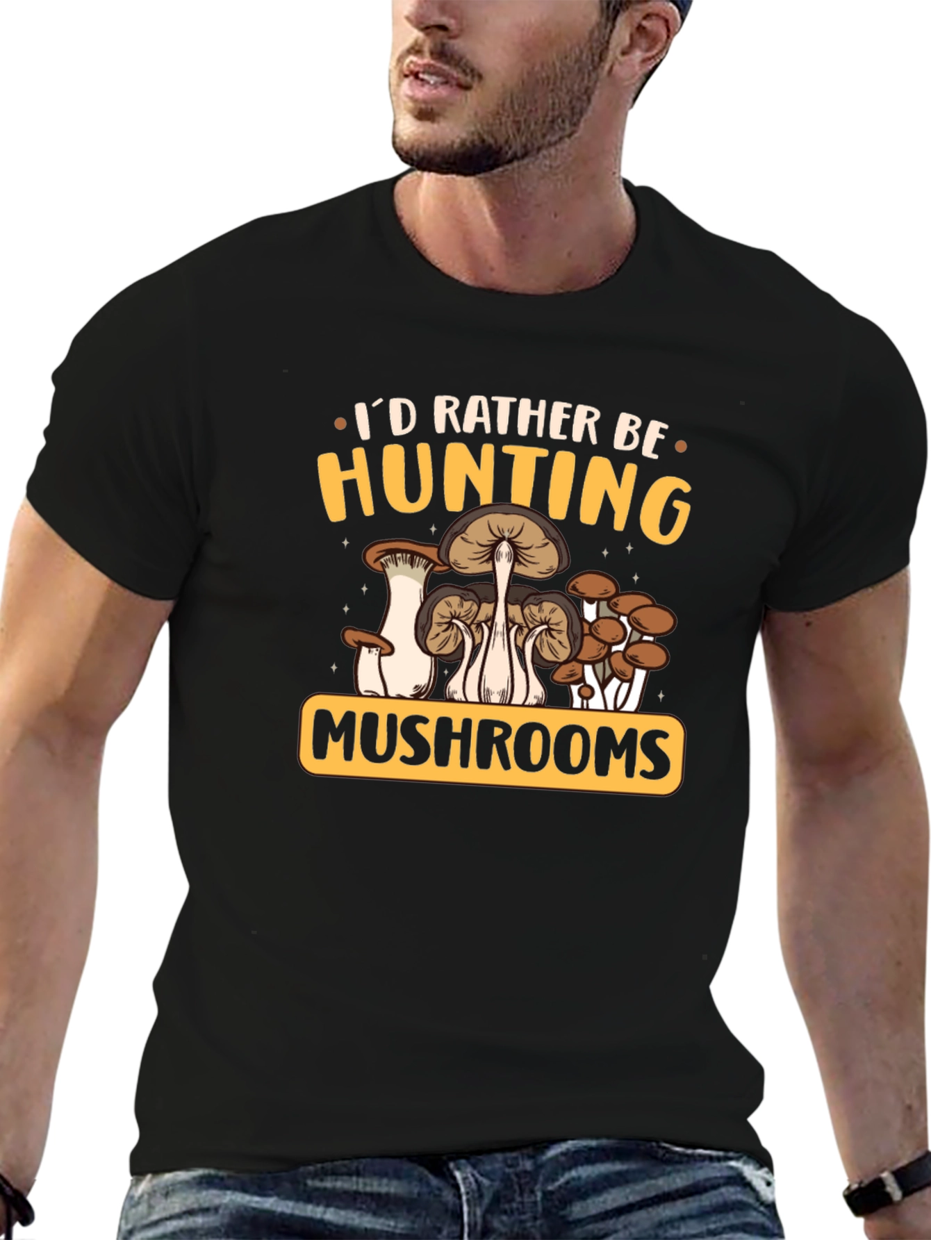 Black Mushroom Hunting Graphic Tee view 6