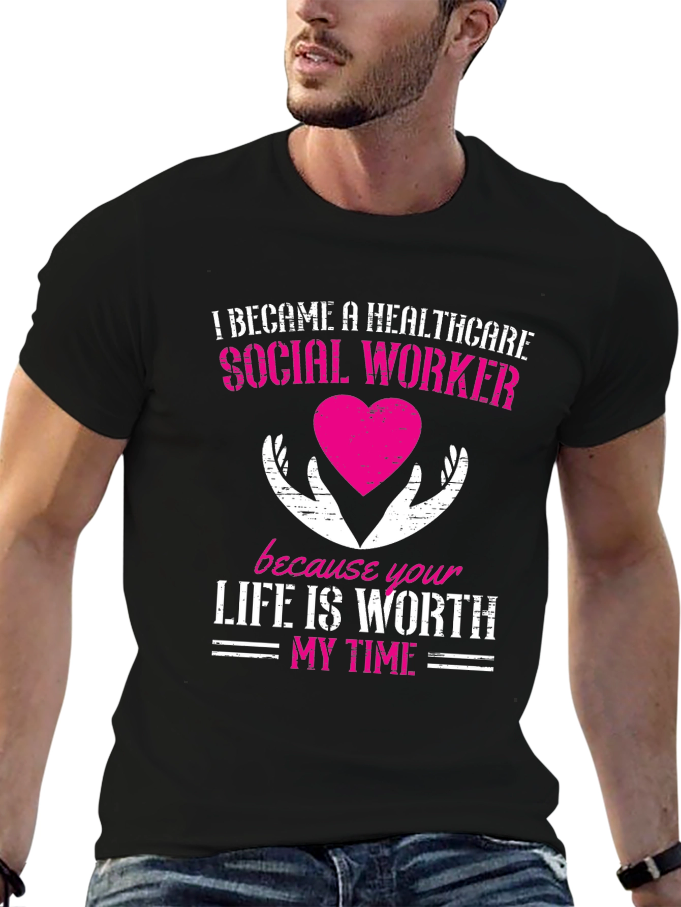 Black Healthcare Social Worker Graphic T-Shirt view 6