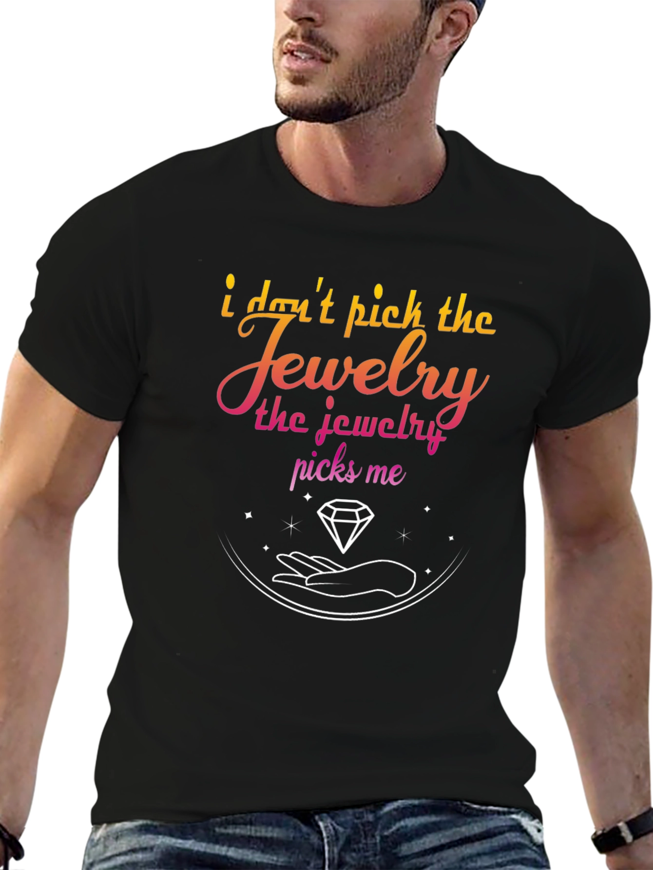 Black Jewelry Picks Me Graphic T-Shirt - Stylish & Unique view 6