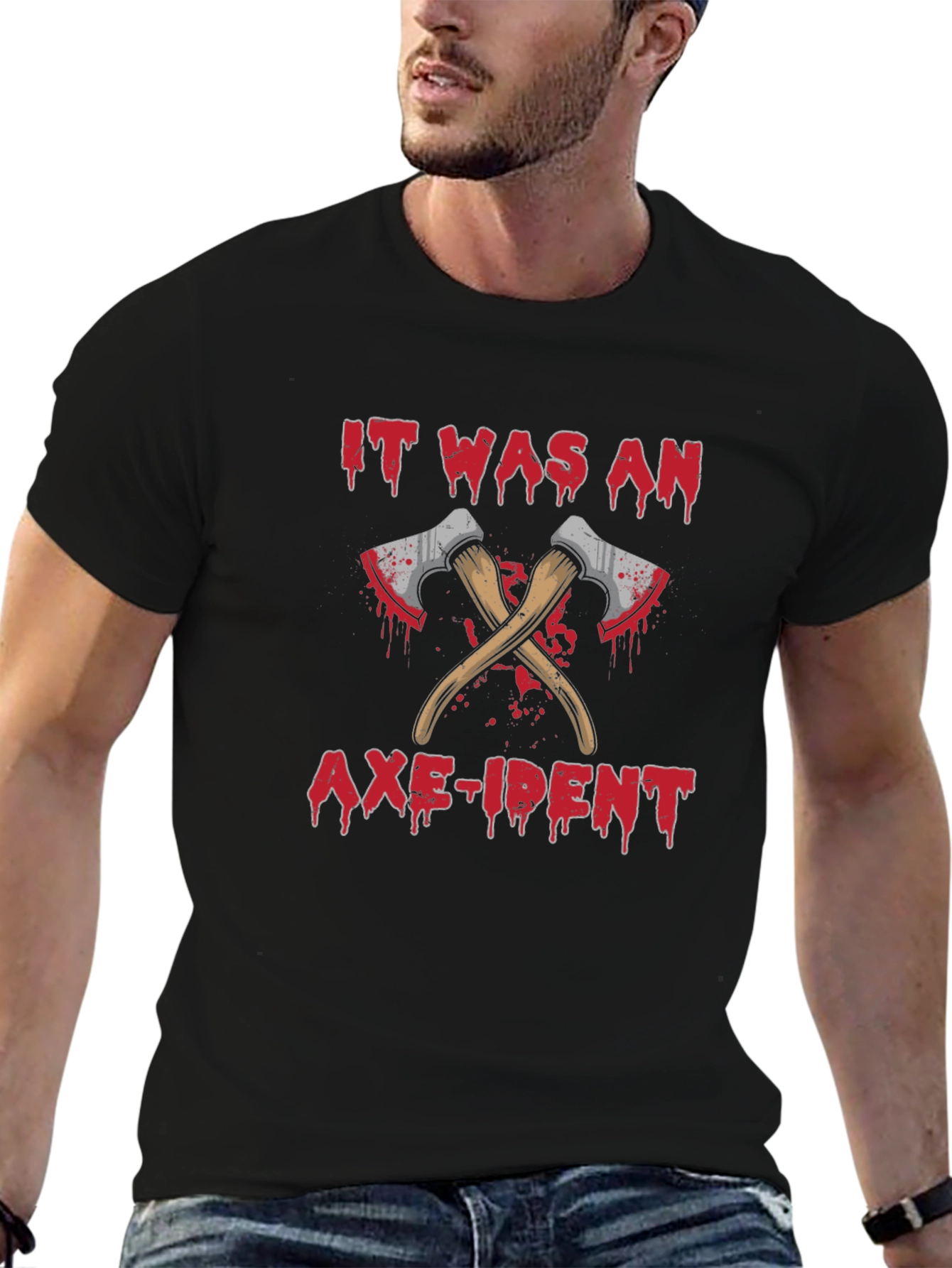 Black It Was An Axe-ident T-Shirt Funny Sarcastic Tee view 6