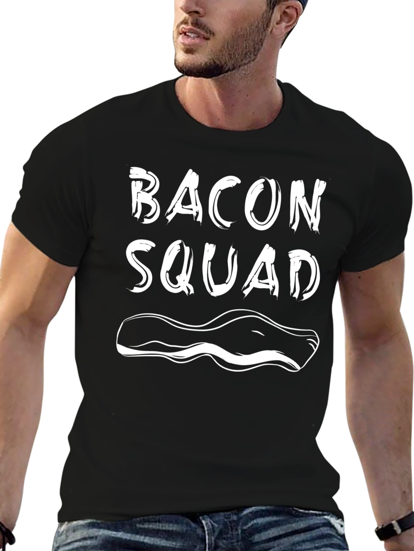 Black Bacon Squad Funny Graphic T-Shirt view 6