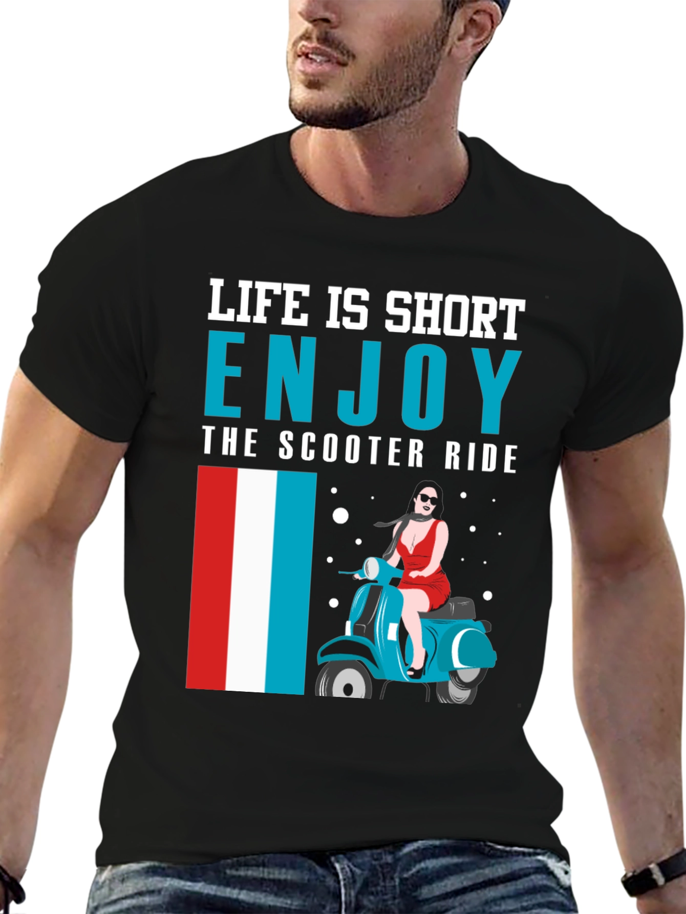 Black Life is Short Enjoy the Scooter Ride Graphic Tee view 6