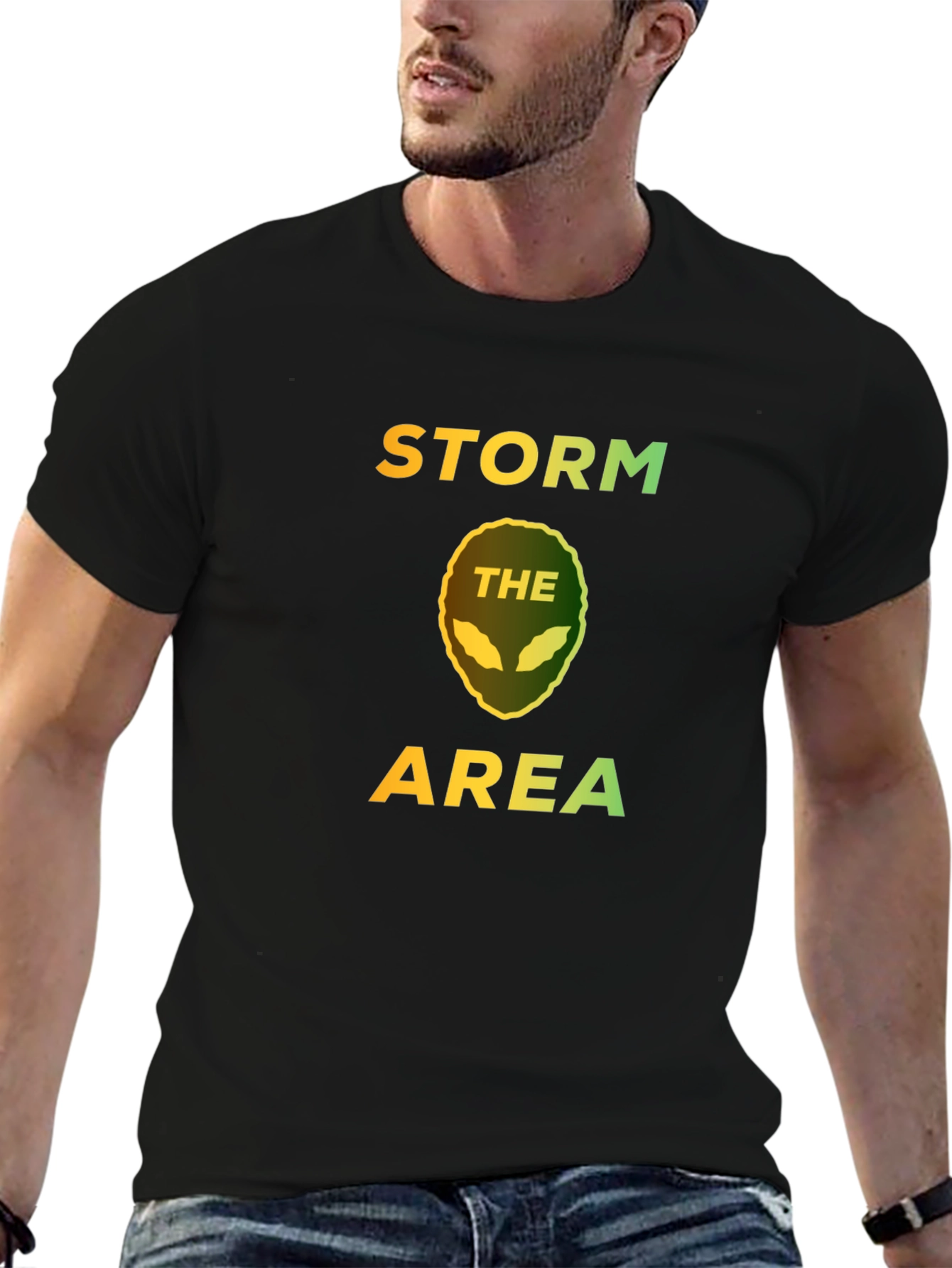 Black Storm the Area Alien Graphic T-Shirt view 6