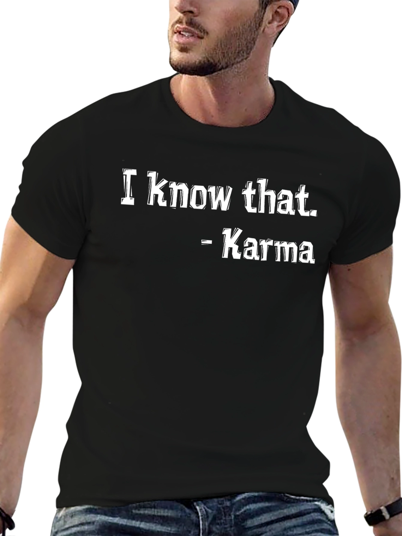 Black Karma Quote Black T-Shirt view 6