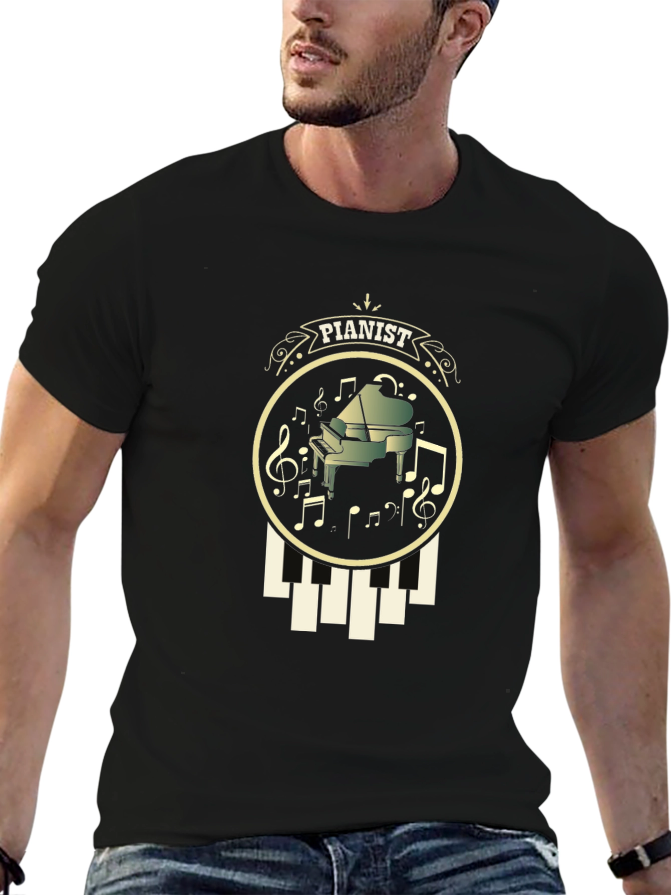 Black Pianist Graphic T-Shirt - Music Lover Tee view 6