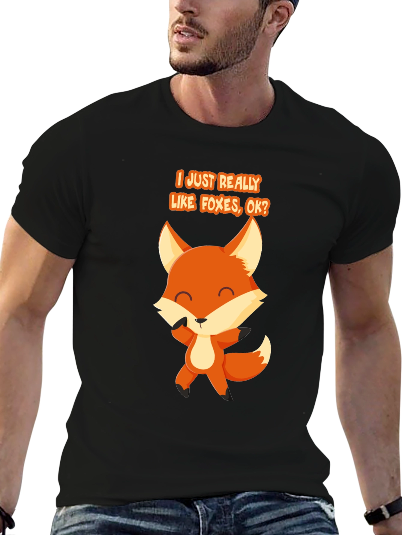Black Fox Lover T-Shirt - "I Just Really Like Foxes, OK?" view 6