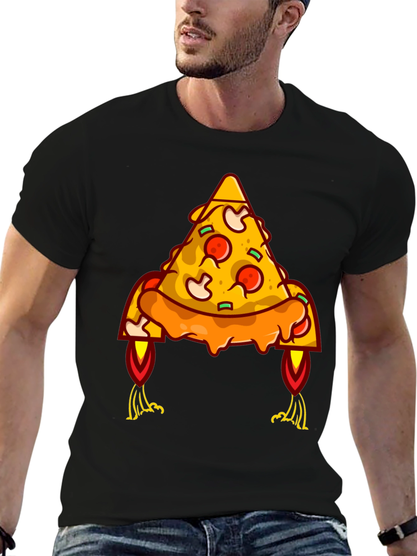 Black Pizza Rocket Graphic Tee - Black view 6