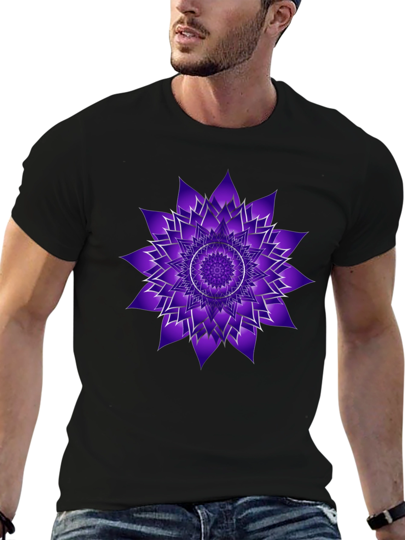 Black Crown Chakra Black T-Shirt - Spiritual Design view 6
