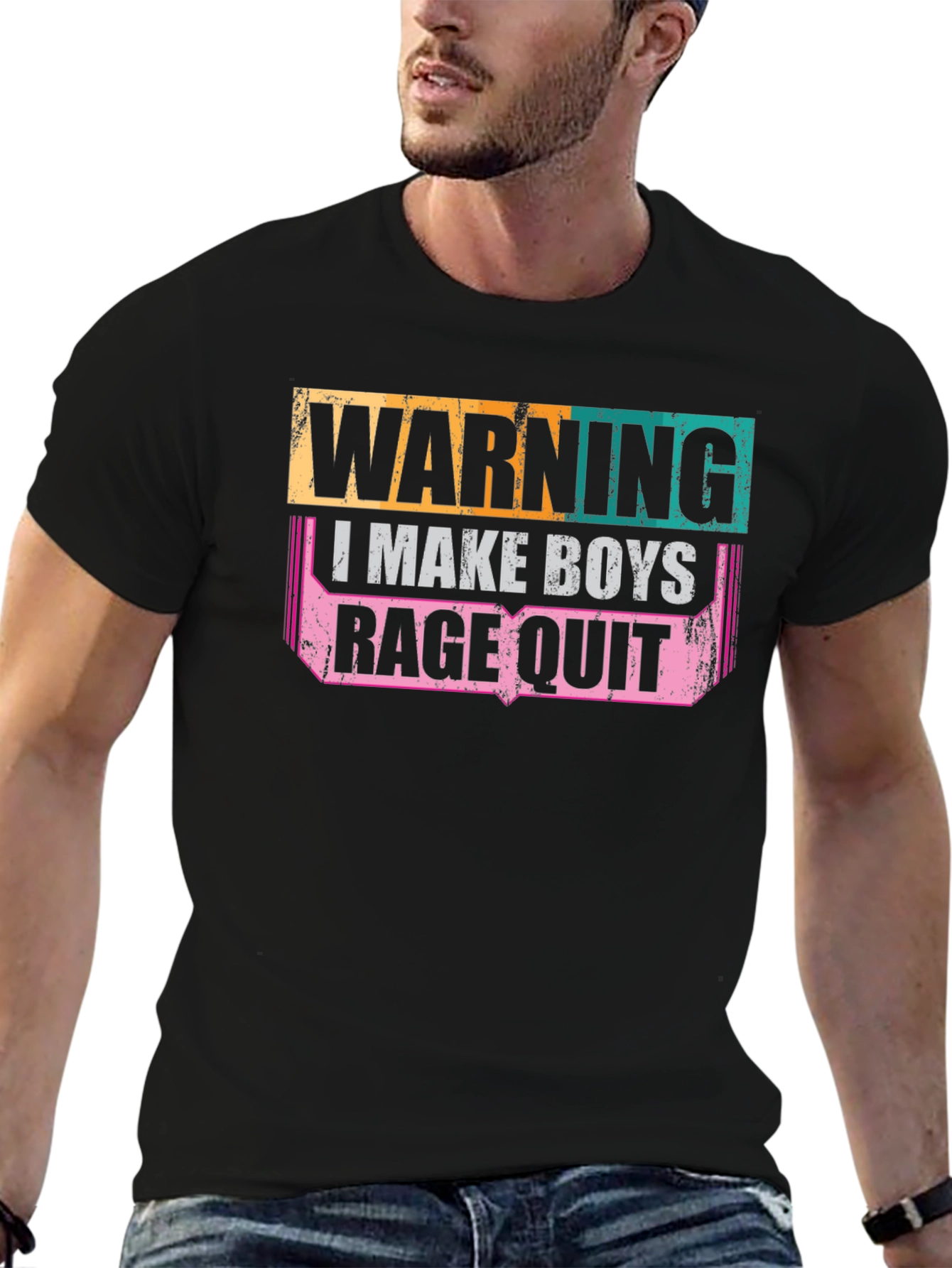 Black Warning: I Make Boys Rage Quit Graphic Tee view 6