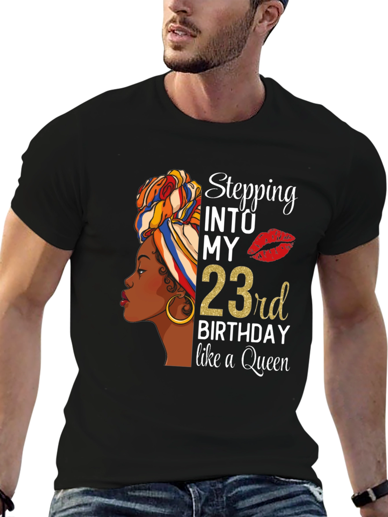 Black 23rd Birthday Queen T-Shirt view 6