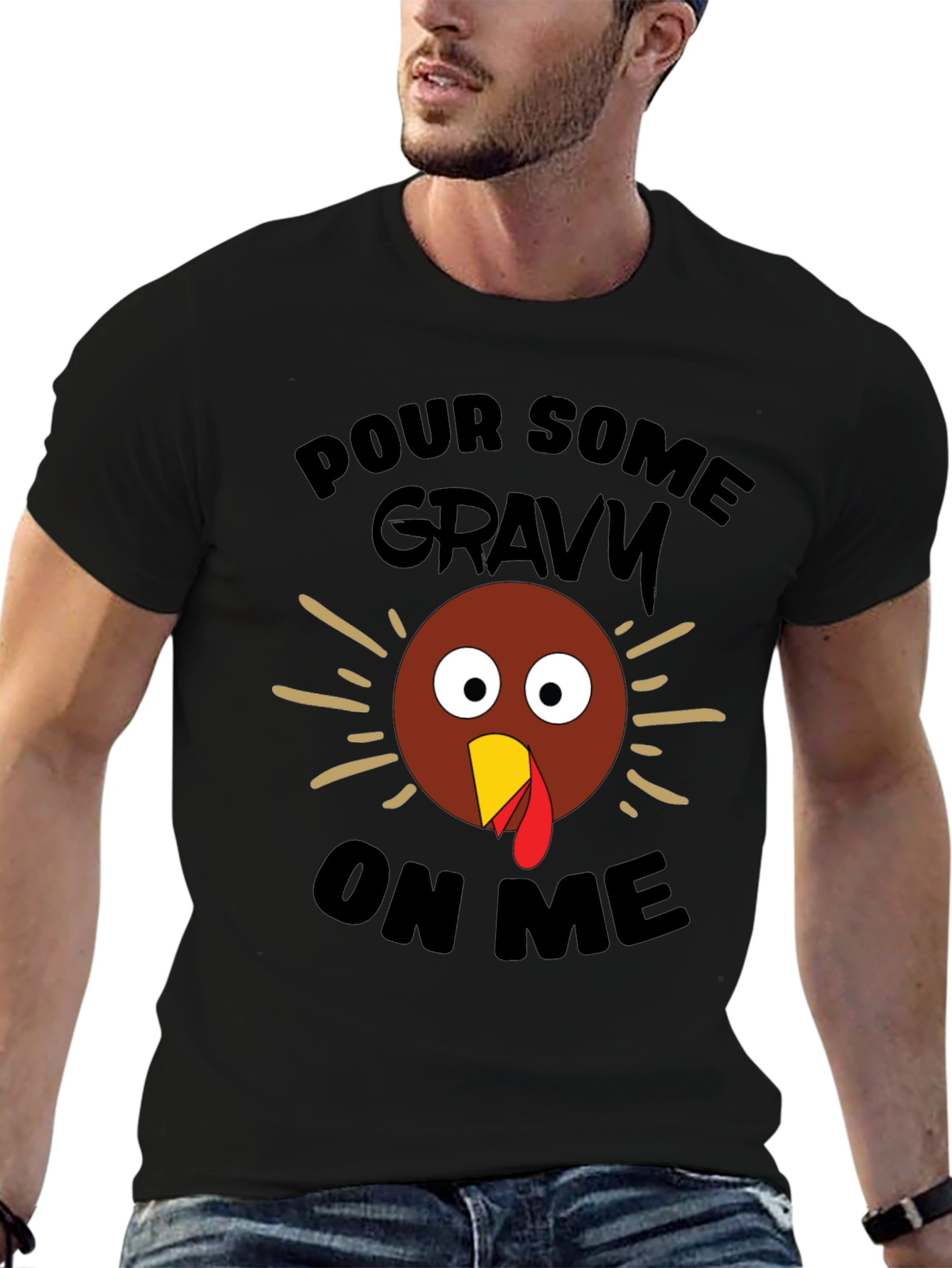 Black Funny Thanksgiving Turkey Gravy T-Shirt view 6