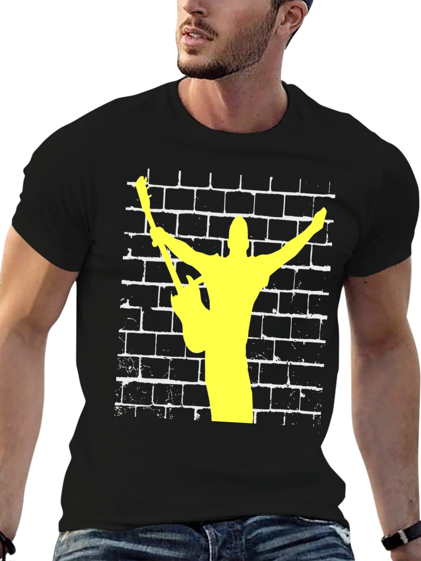 Black Guitar Hero Graphic Tee - Rock Music T-Shirt view 6