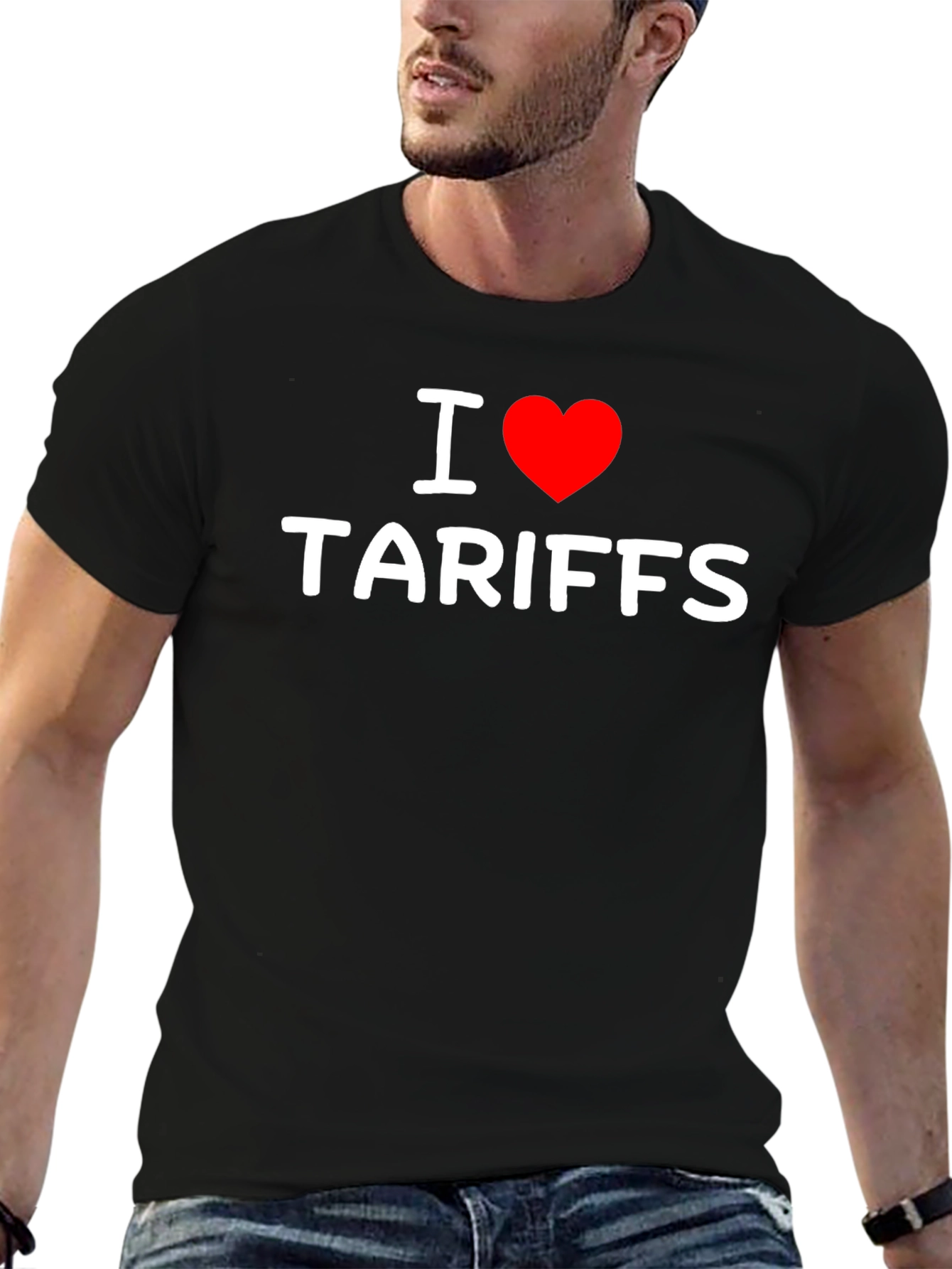 Black I Heart Tariffs T-Shirt - Bold Political Statement view 6