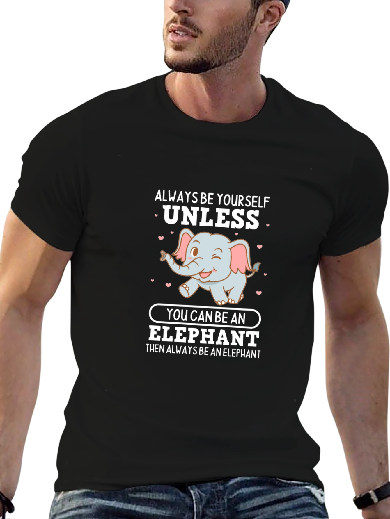 Black Always Be Yourself Unless Elephant T-Shirt view 6