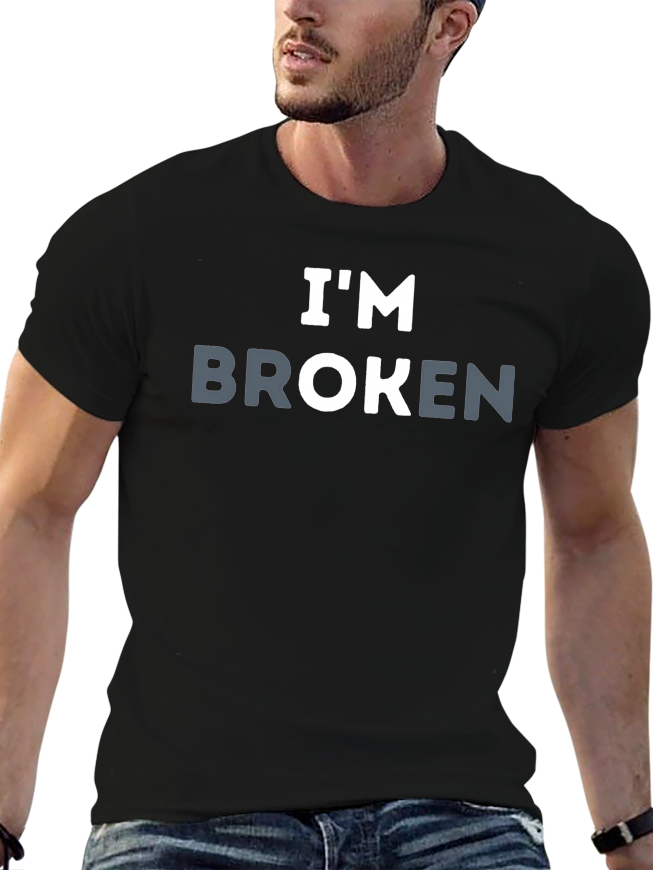 Black I'm Broken Graphic Tee - Unisex Casual T-Shirt view 6