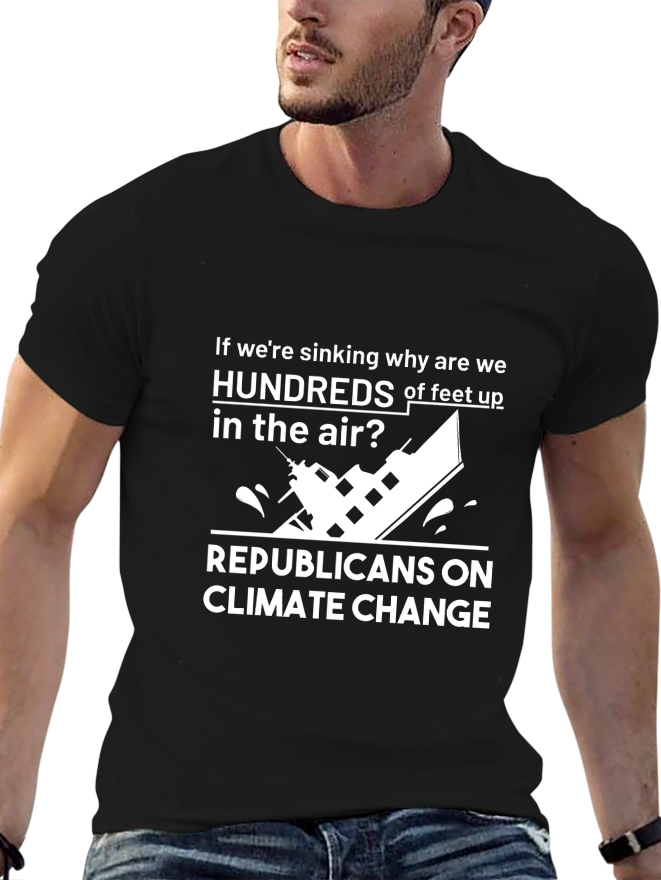 Black Humorous Climate Change T-Shirt view 6