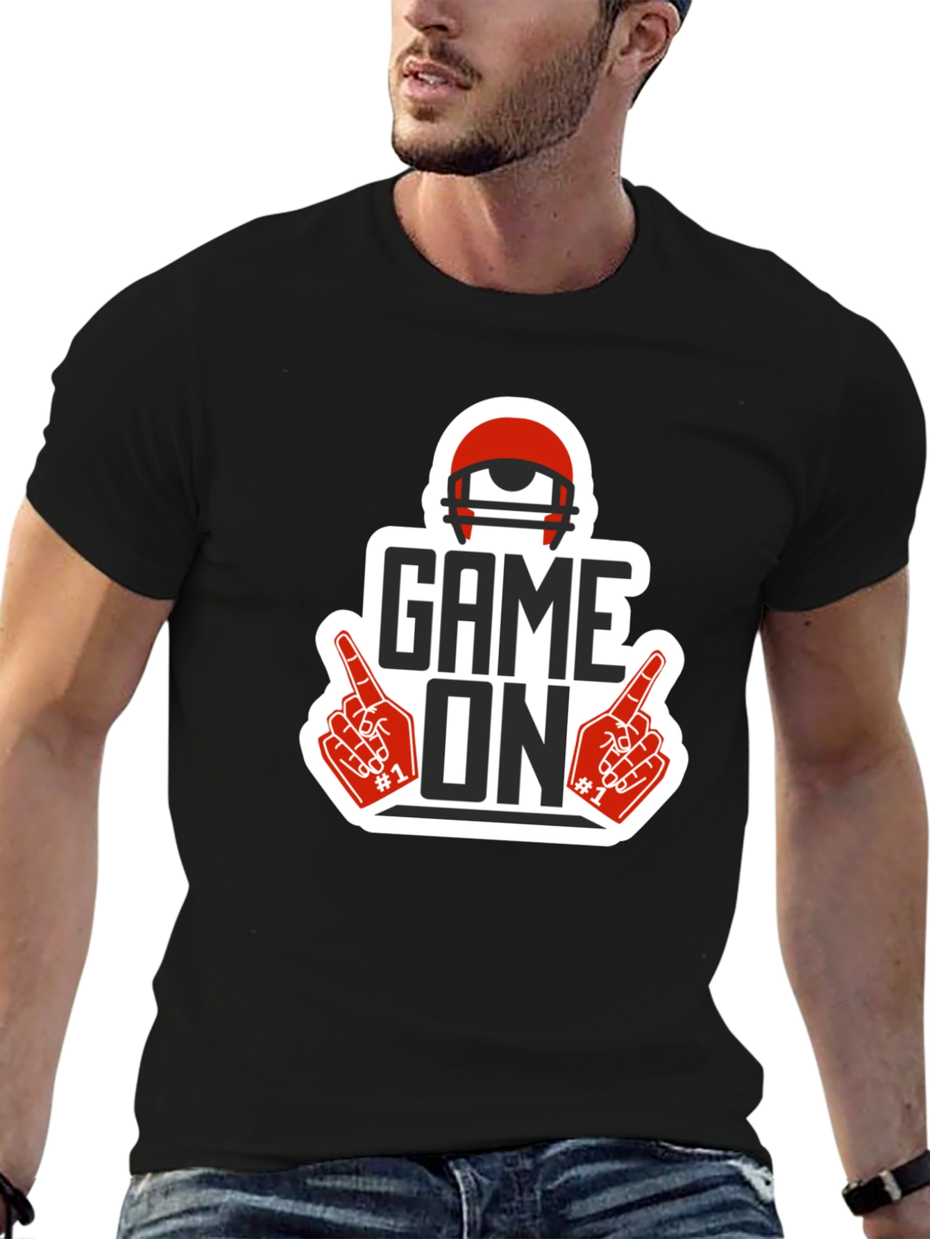 Black Game On Football T-Shirt view 6