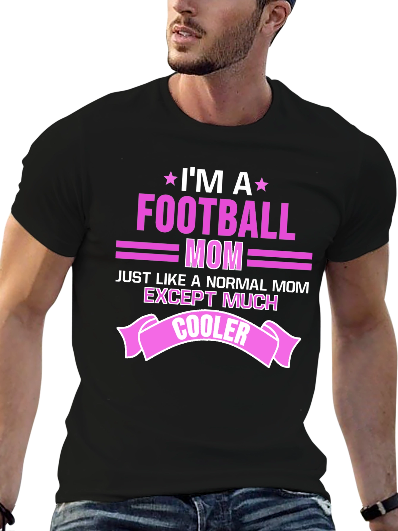 Black Football Mom Graphic T-Shirt view 6
