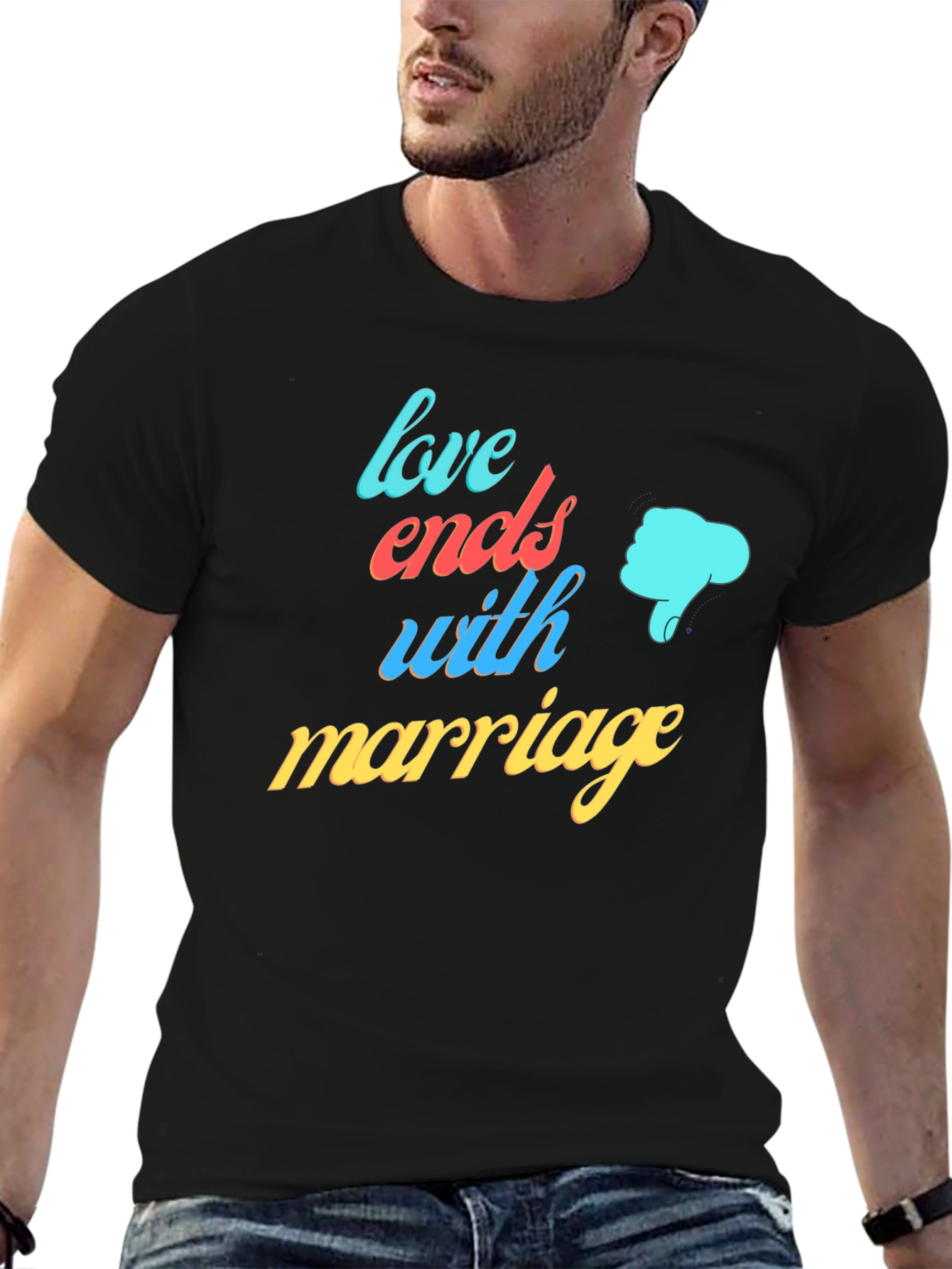 Black Love Ends with Marriage Humor T-Shirt view 6