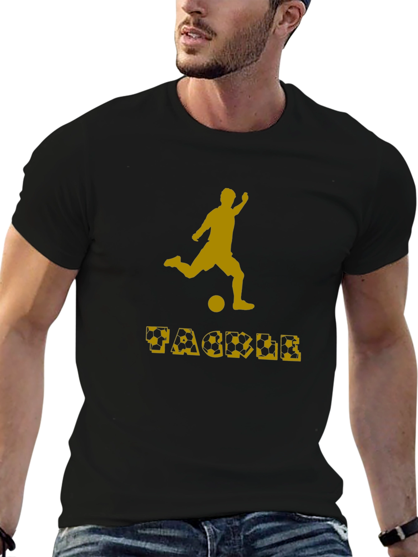 Black Soccer Tackle Graphic T-Shirt view 6