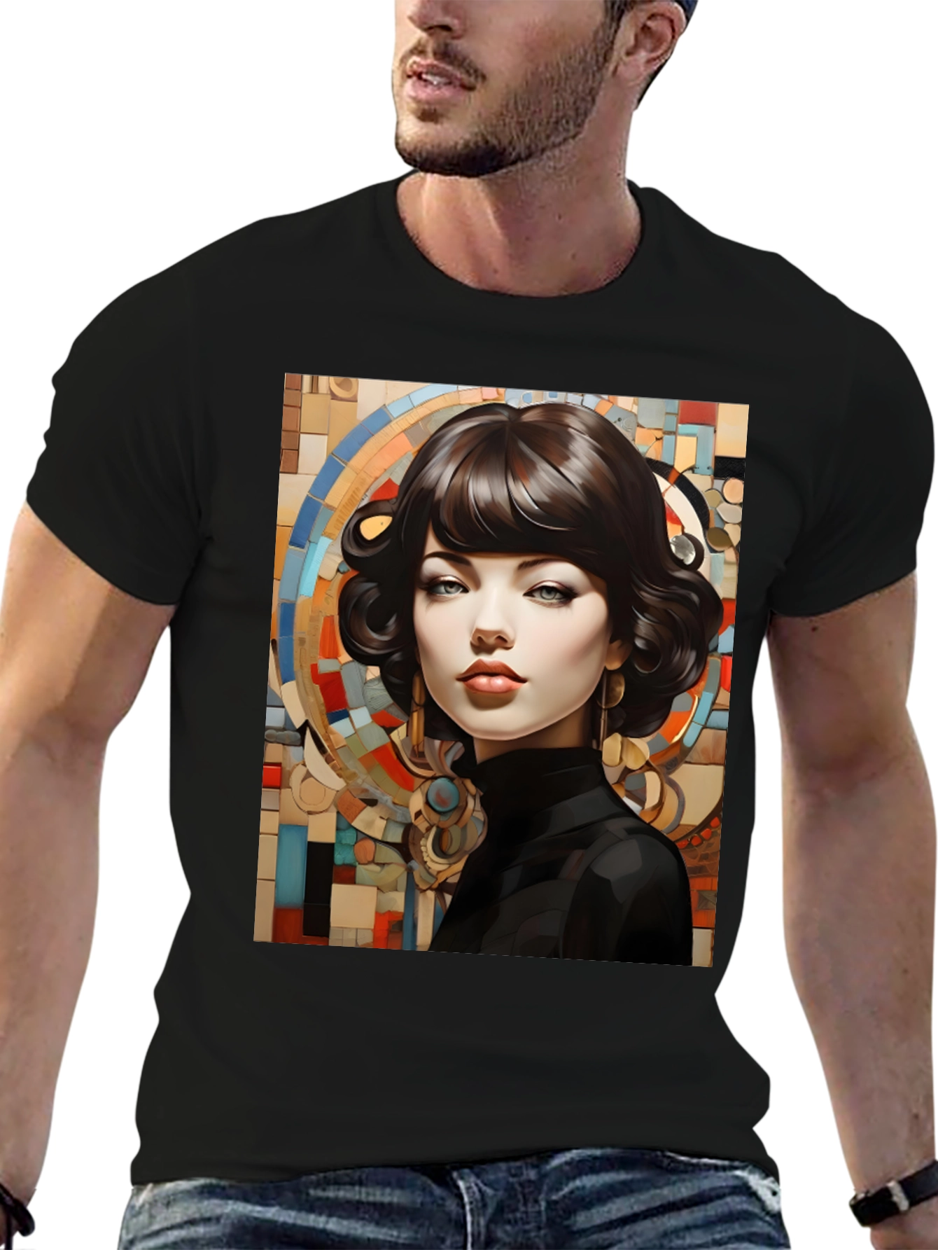 Black Elegant Woman Portrait T-Shirt view 6