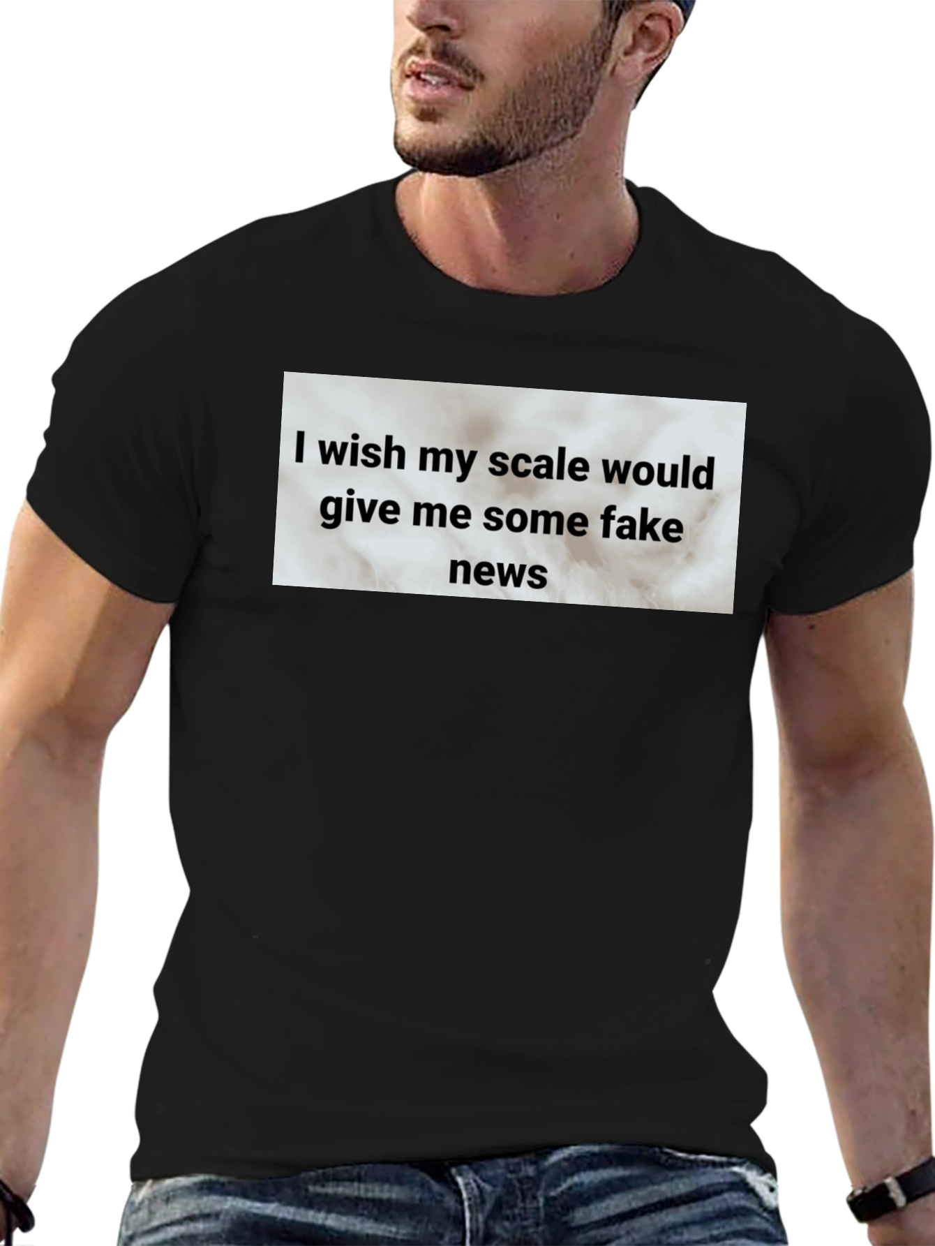 Black Funny Scale Fake News Graphic T-Shirt view 6