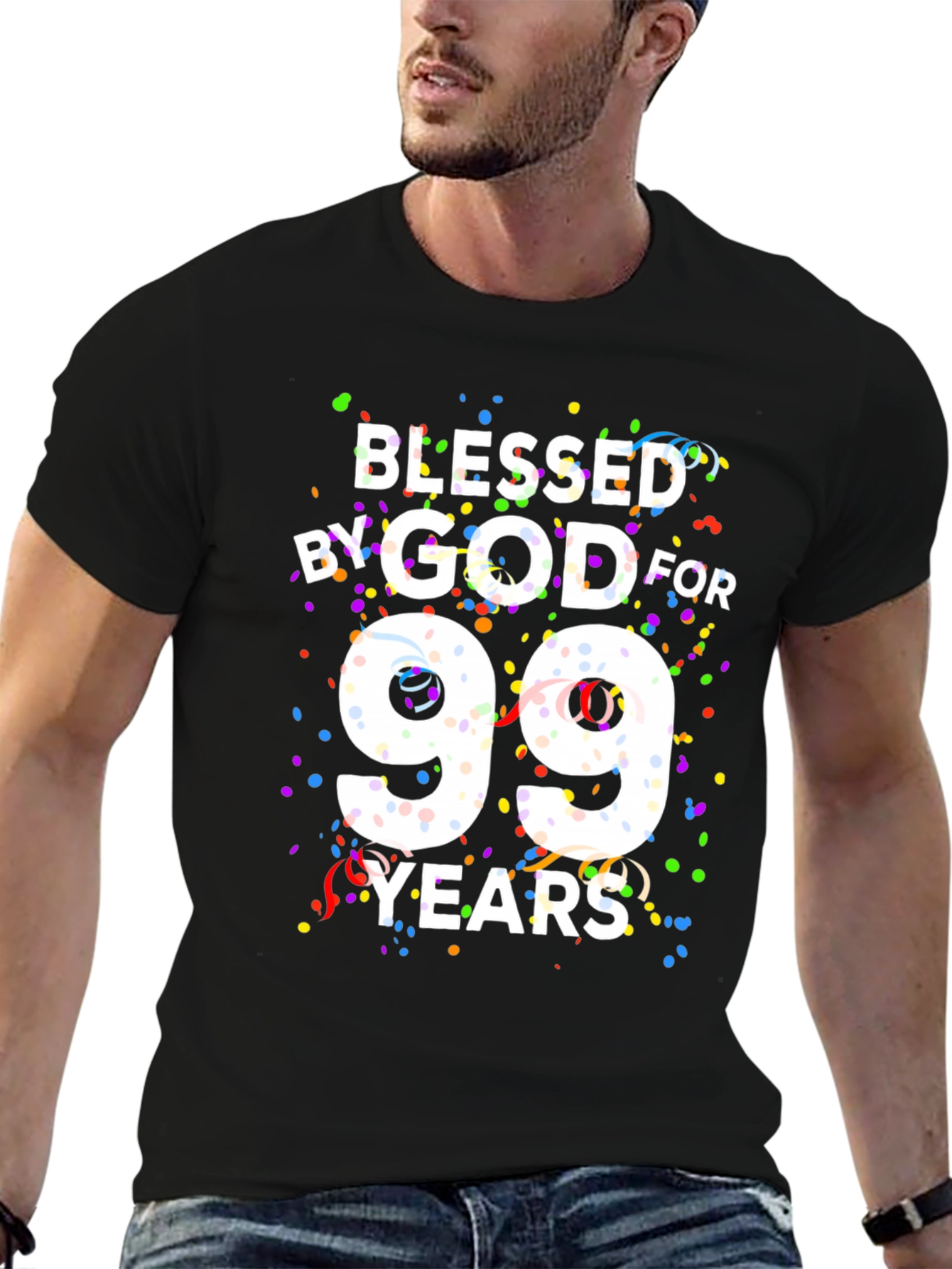 Black Blessed By God For 99 Years Black T-Shirt view 6