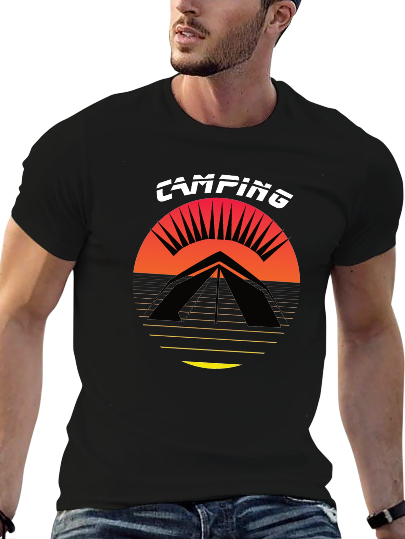 Black Camping Graphic Tee - Black T-Shirt view 6